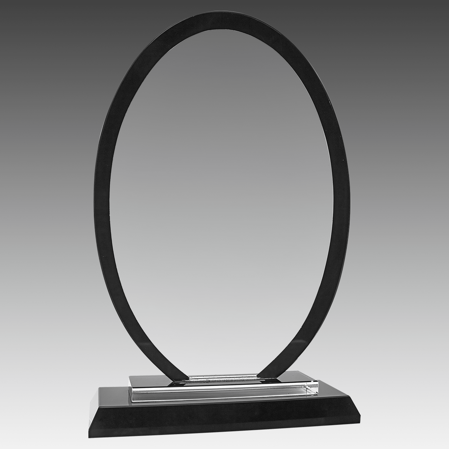 9" Oval Black Regal Glass