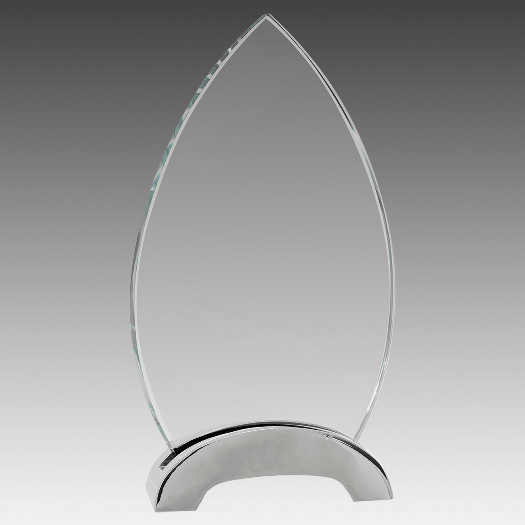 7.5" Oval Platinum Glass with Arch Metal Base