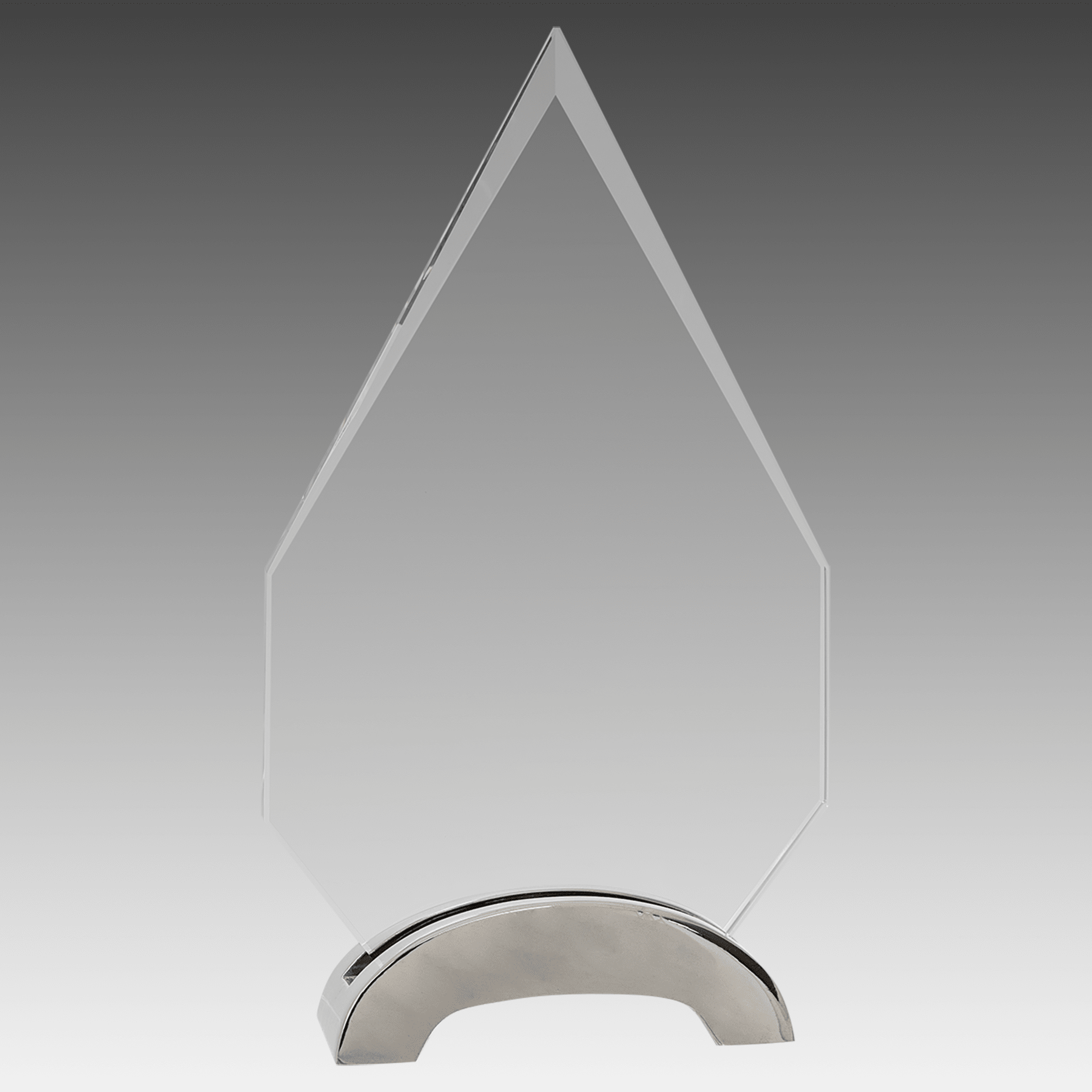 8.5" Diamond Platinum Glass with Arch Metal Base