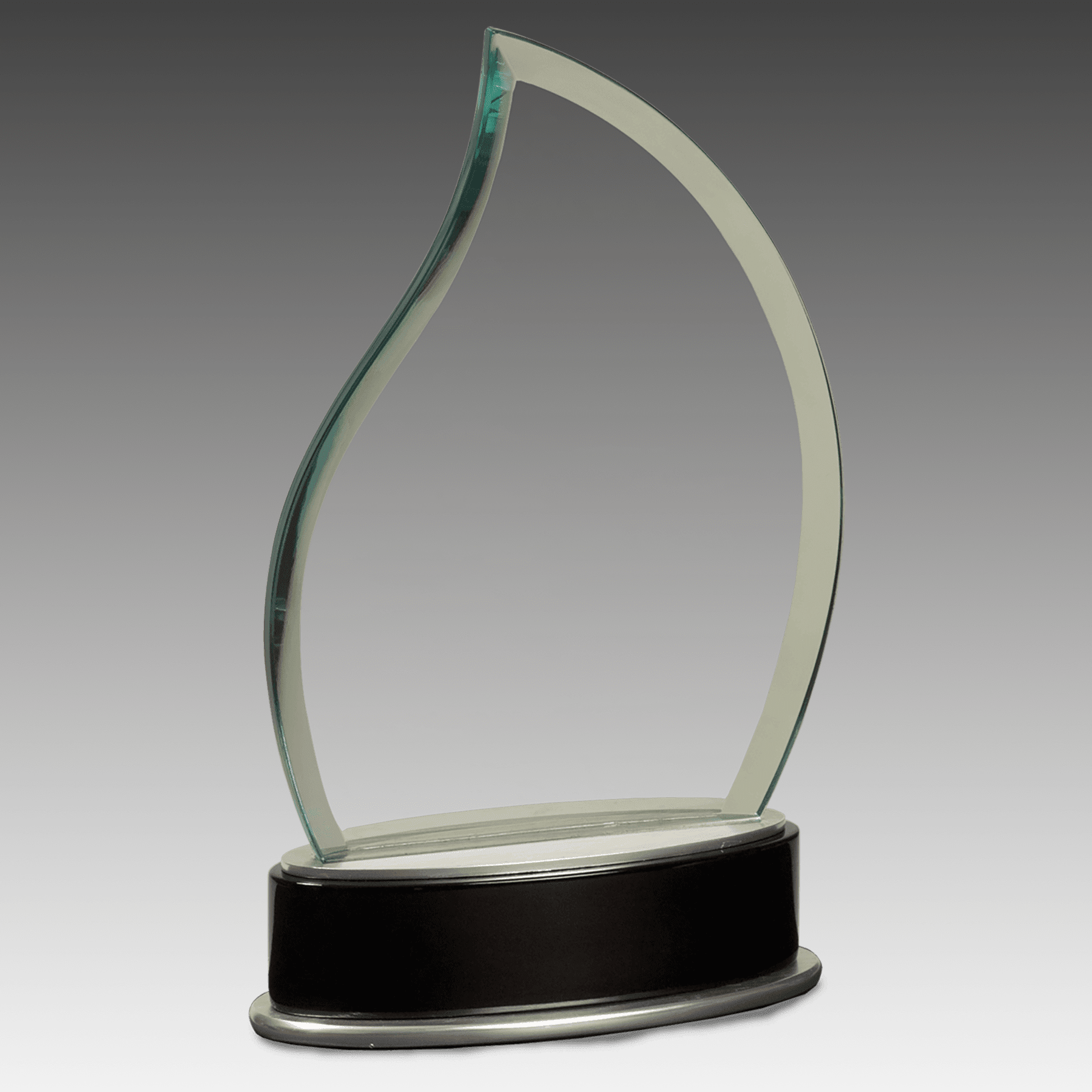 8.75" Jade Flame Glass w/Silver and Black Piano Finish Base