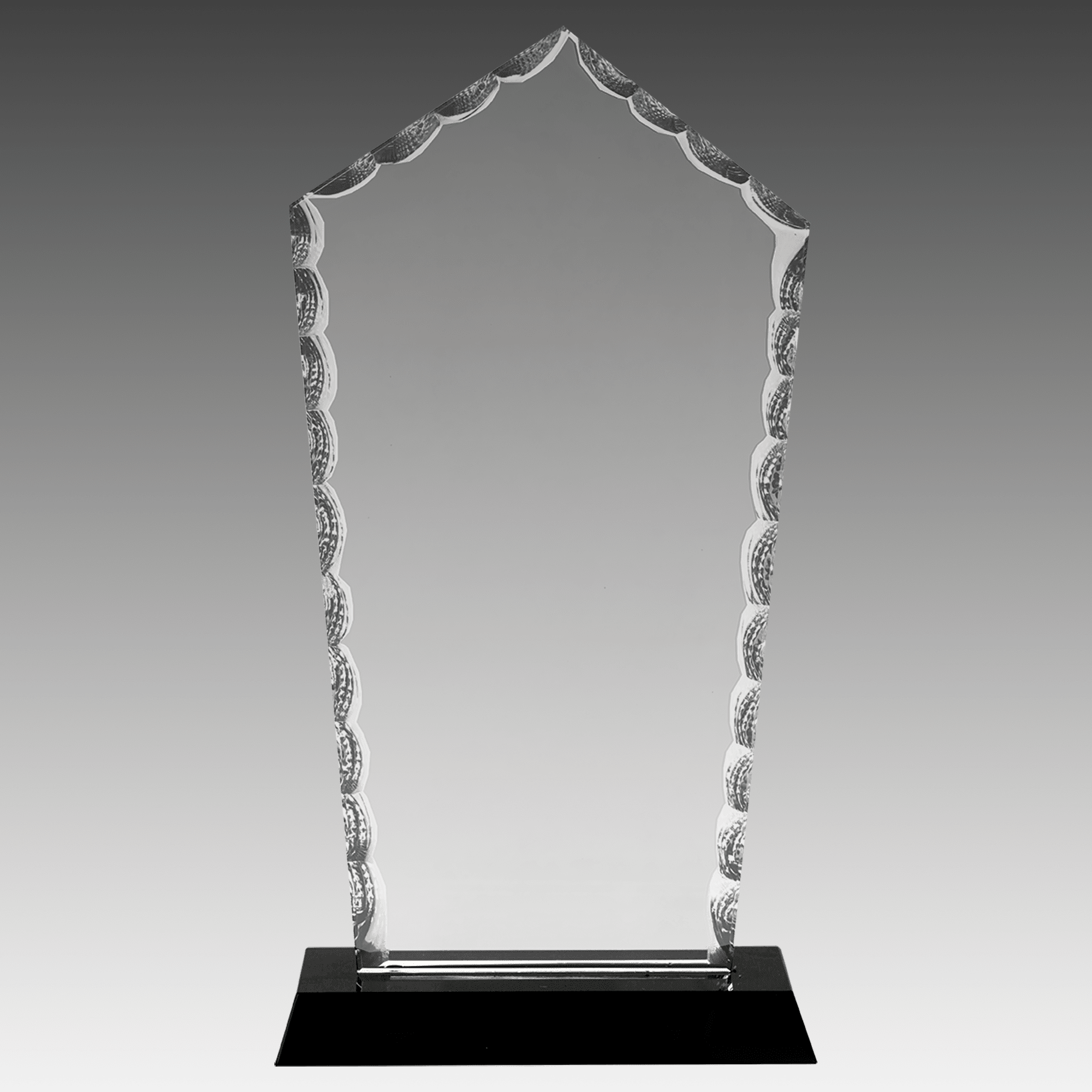 9.75" Diamond Facet Glass on Black Base