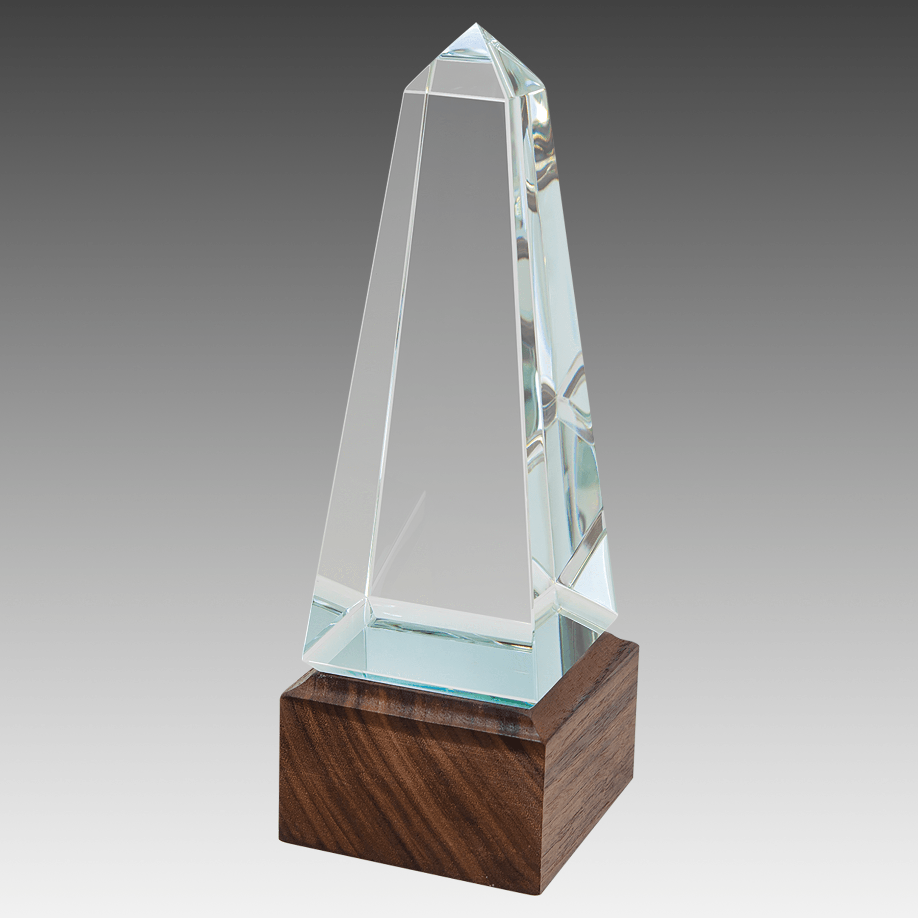 9" Obelisk Sierra Glass with Walnut Base