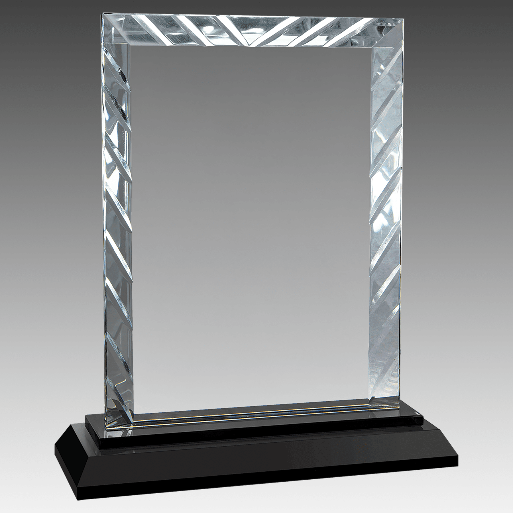 7" Rectangle Accent Glass on Black Base