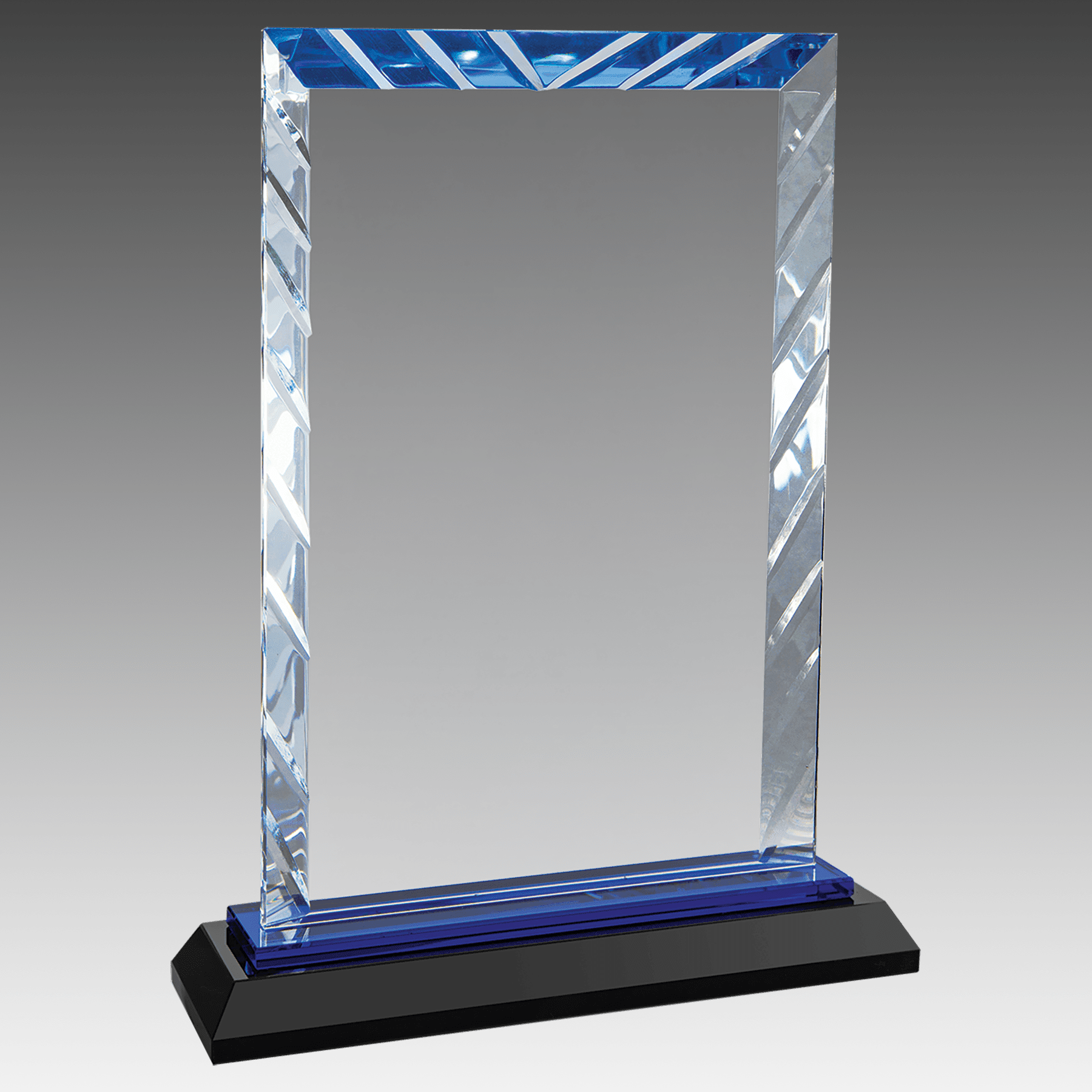 8" Rectangle Accent Glass on Blue Base