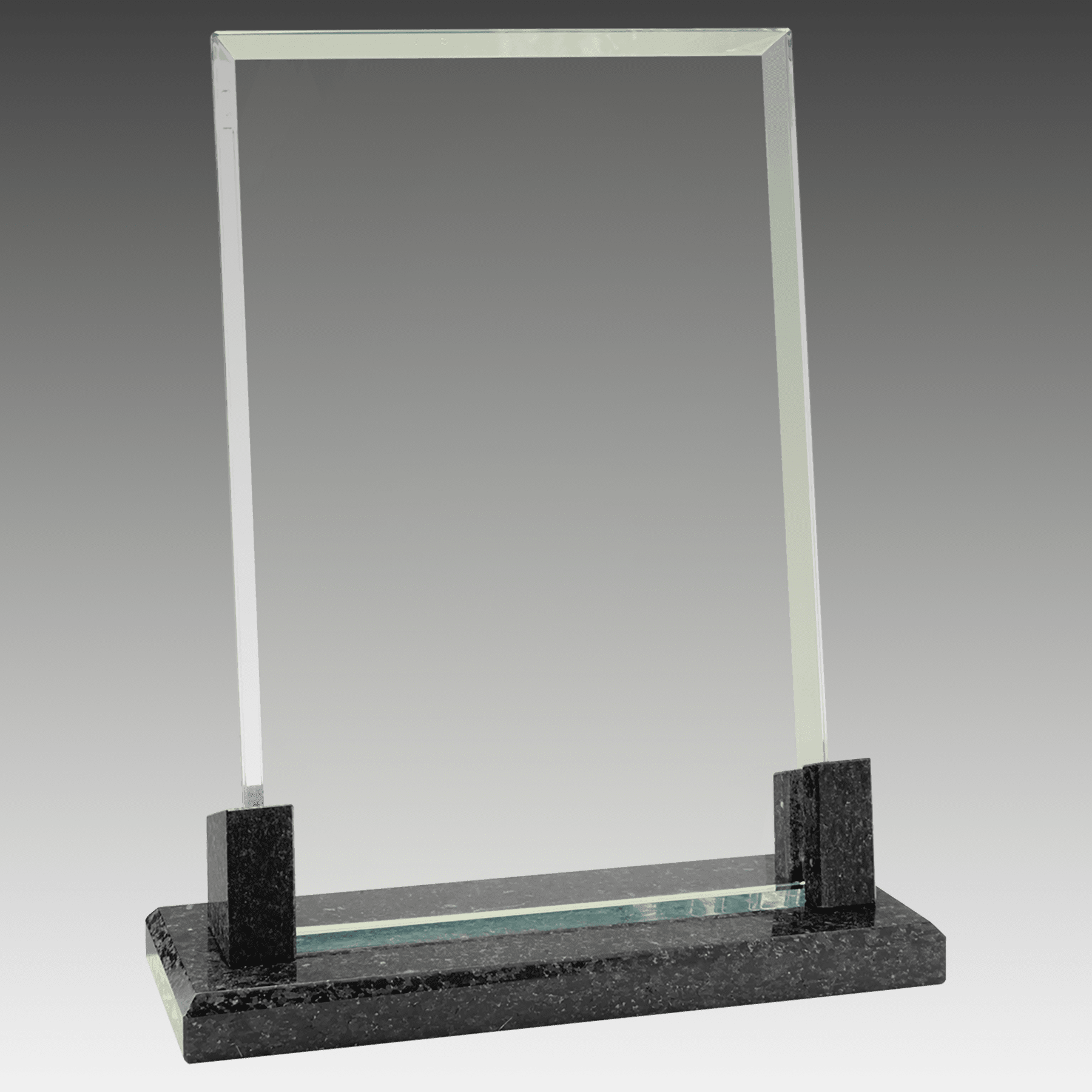 8" Rectangle Glass with Black Marble Base