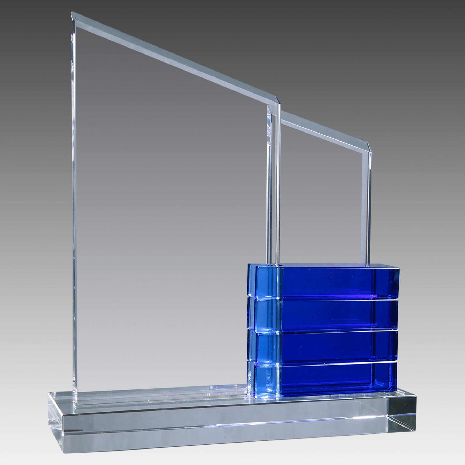 Crystal Perpetual Standup Plaque with 4 Blue Crystal Blocks