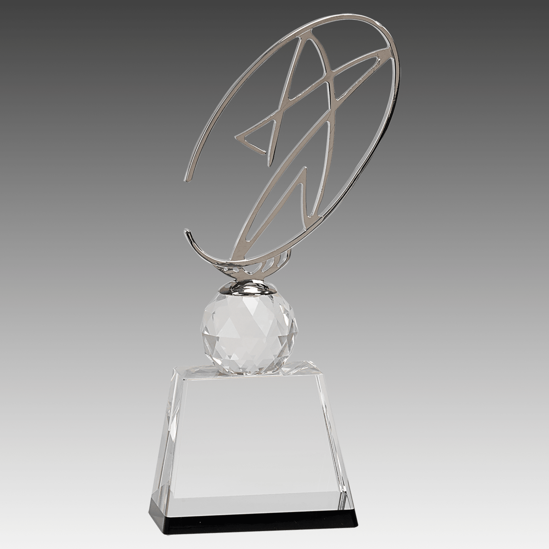 10" Clear/Black Crystal Award with Silver Metal Oval Star