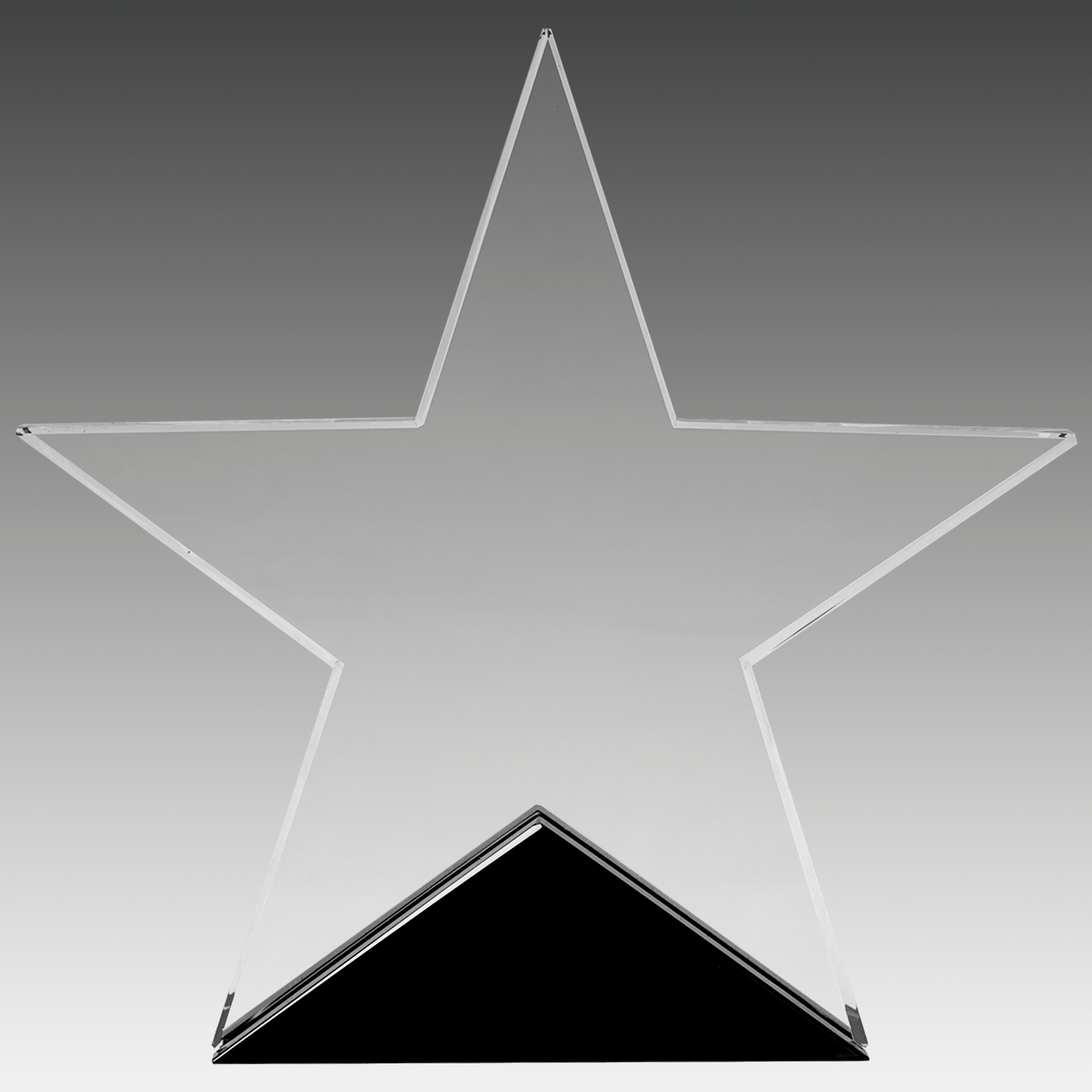 6.75" x 6.5" Clear Glass Star on Black Base