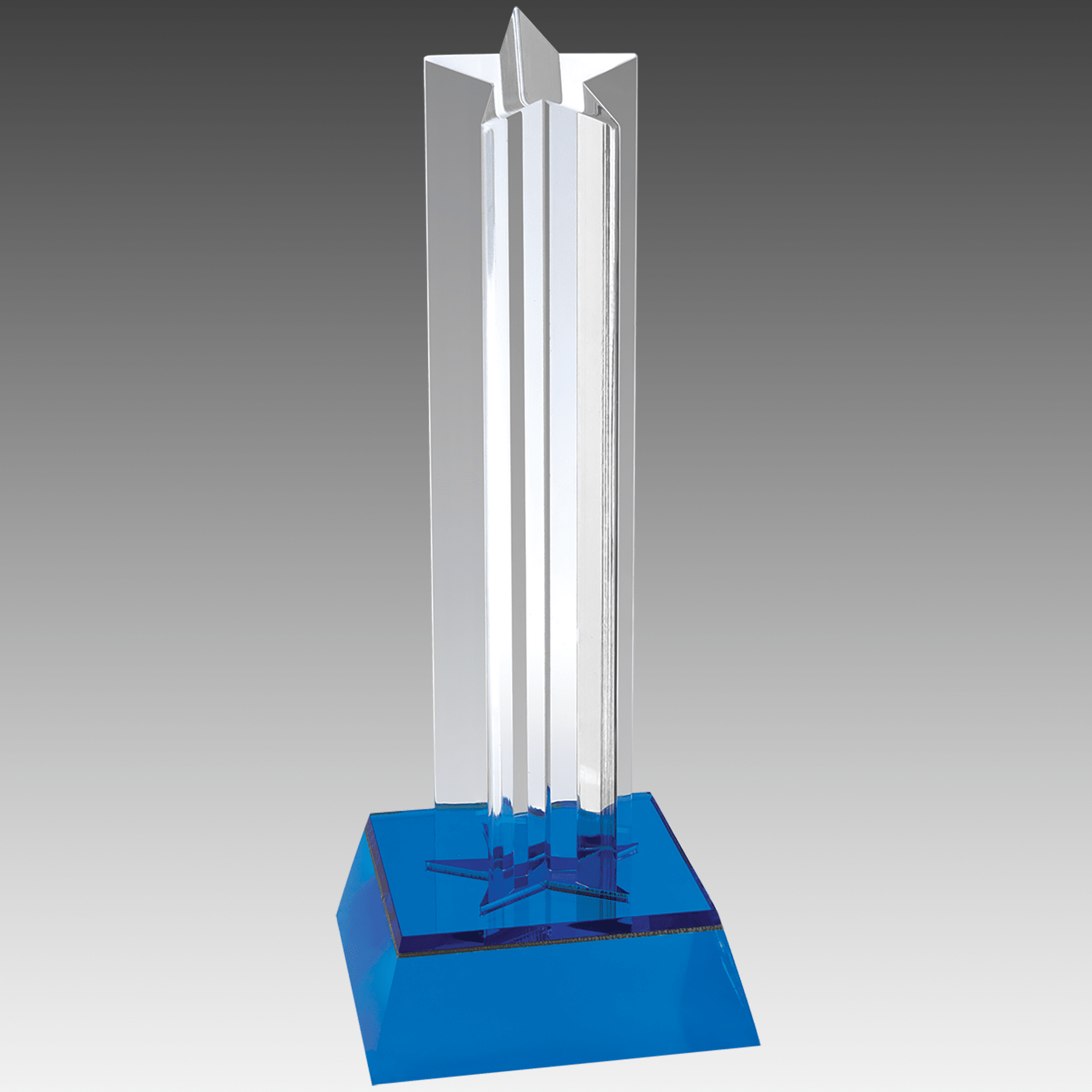 7.5" Blue Star Column Acrylic with Blue Base