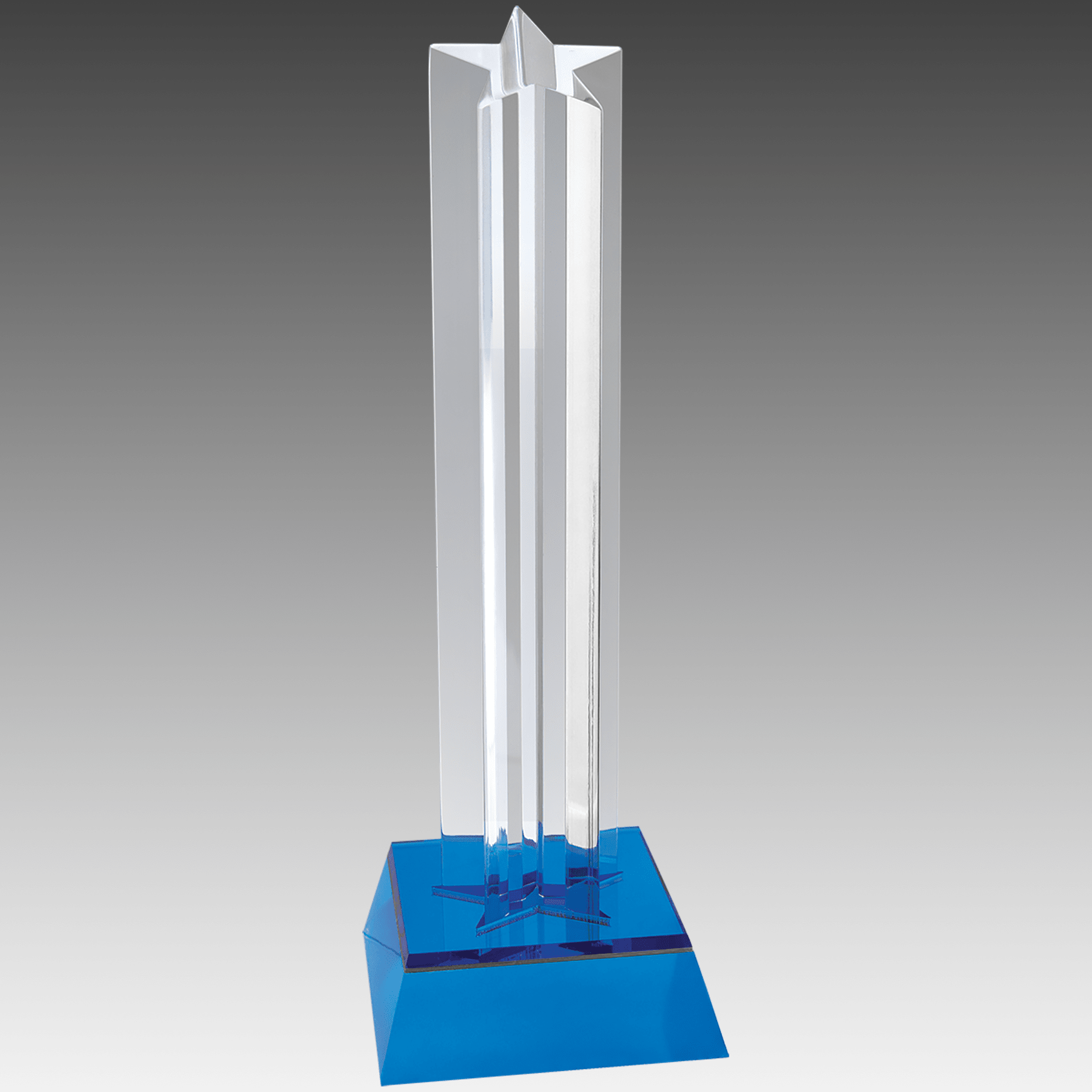 8.5" Blue Star Column Acrylic with Blue Base