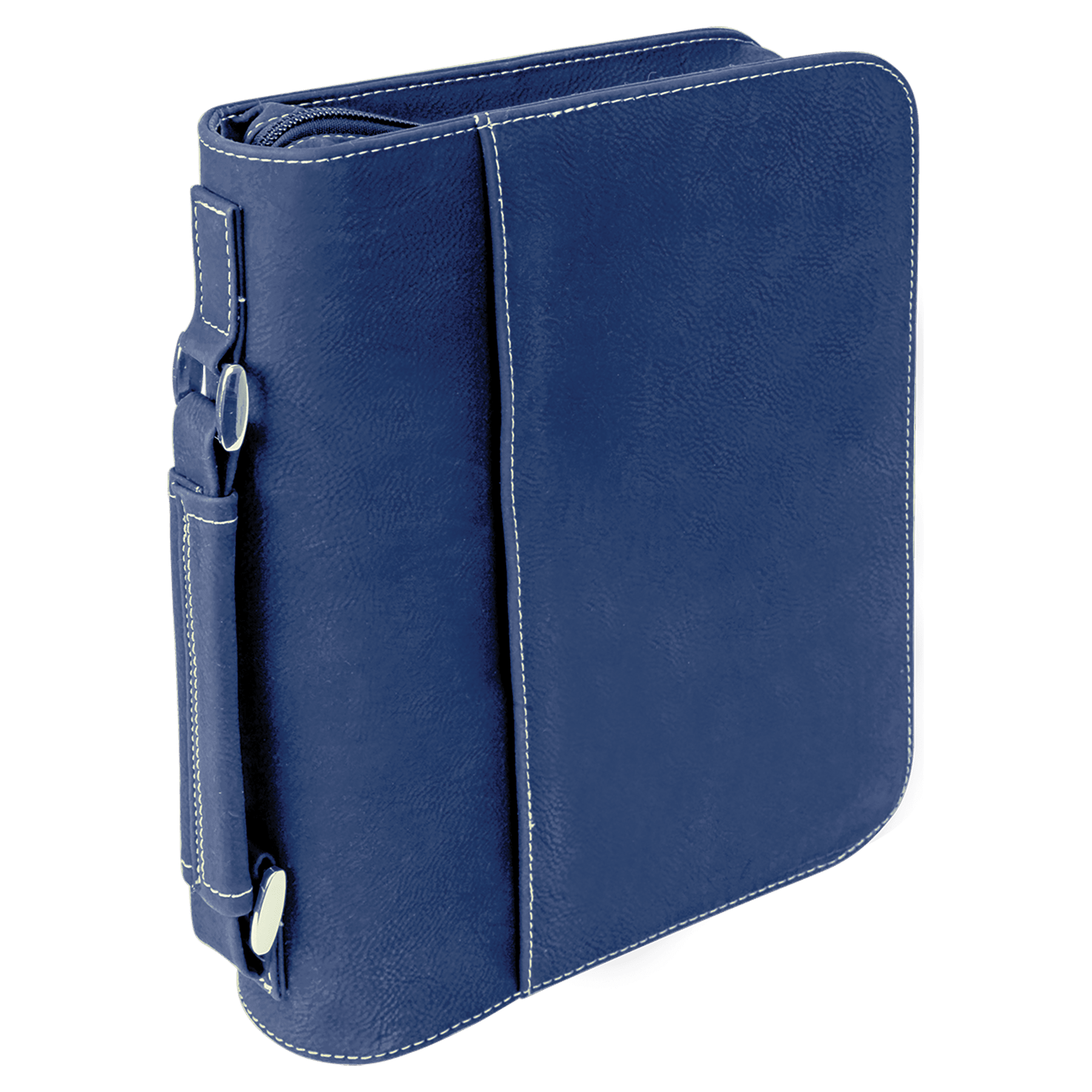 Blue/Silver Leatherette Book/Bible Cover w/Handle & Zipper