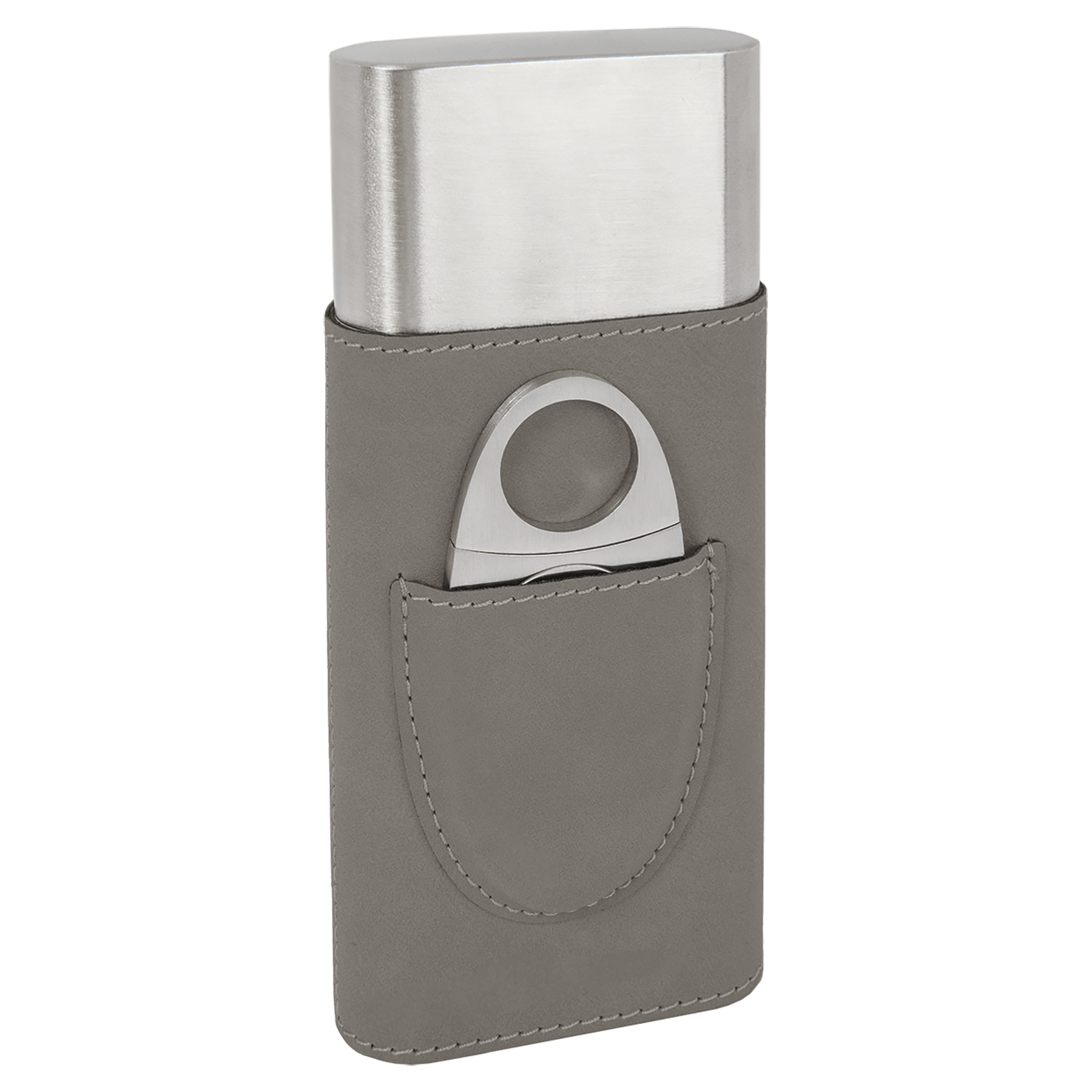 Gray Leatherette Cigar Case with Cutter