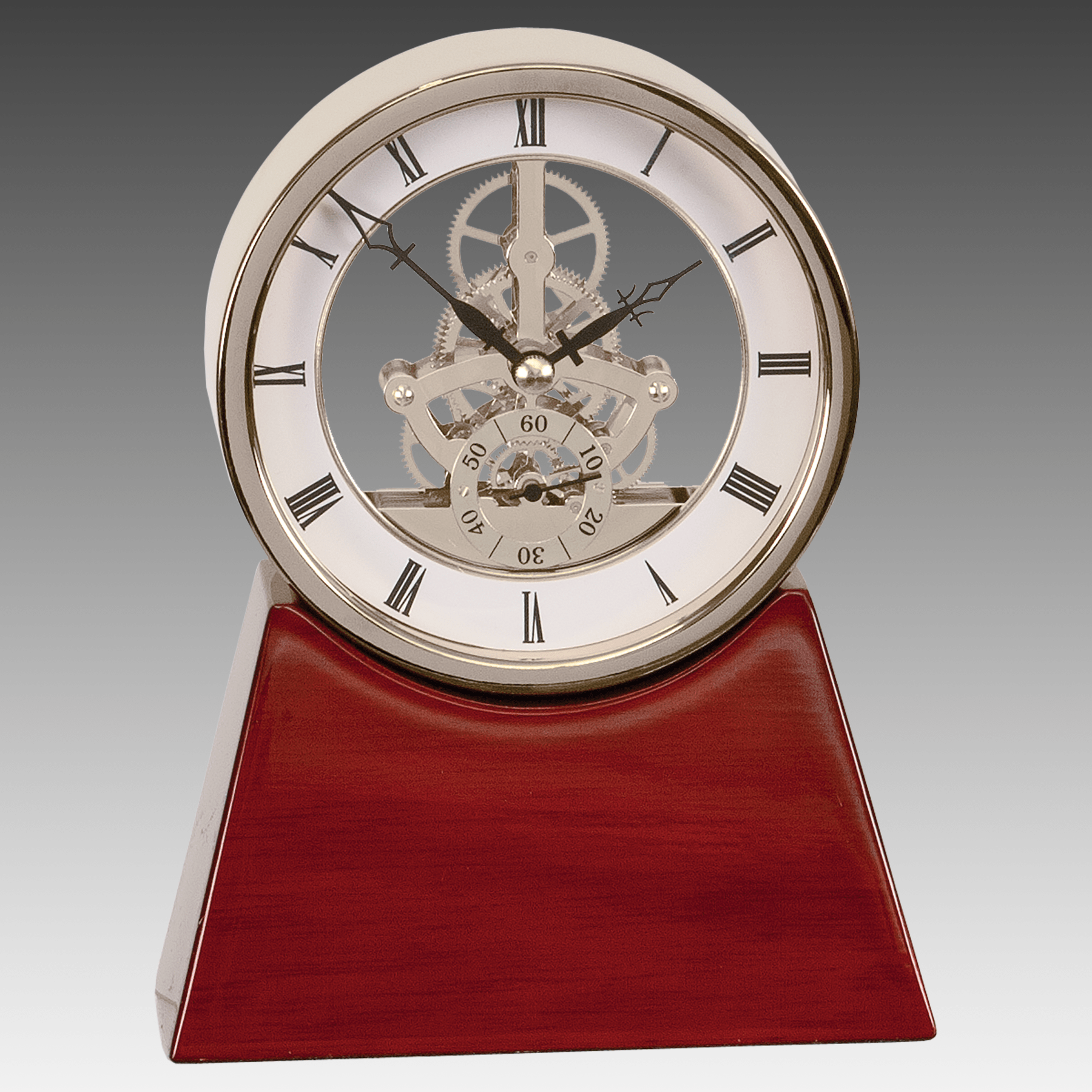 7.25" Executive Silver & Rosewood Piano Finish Clock