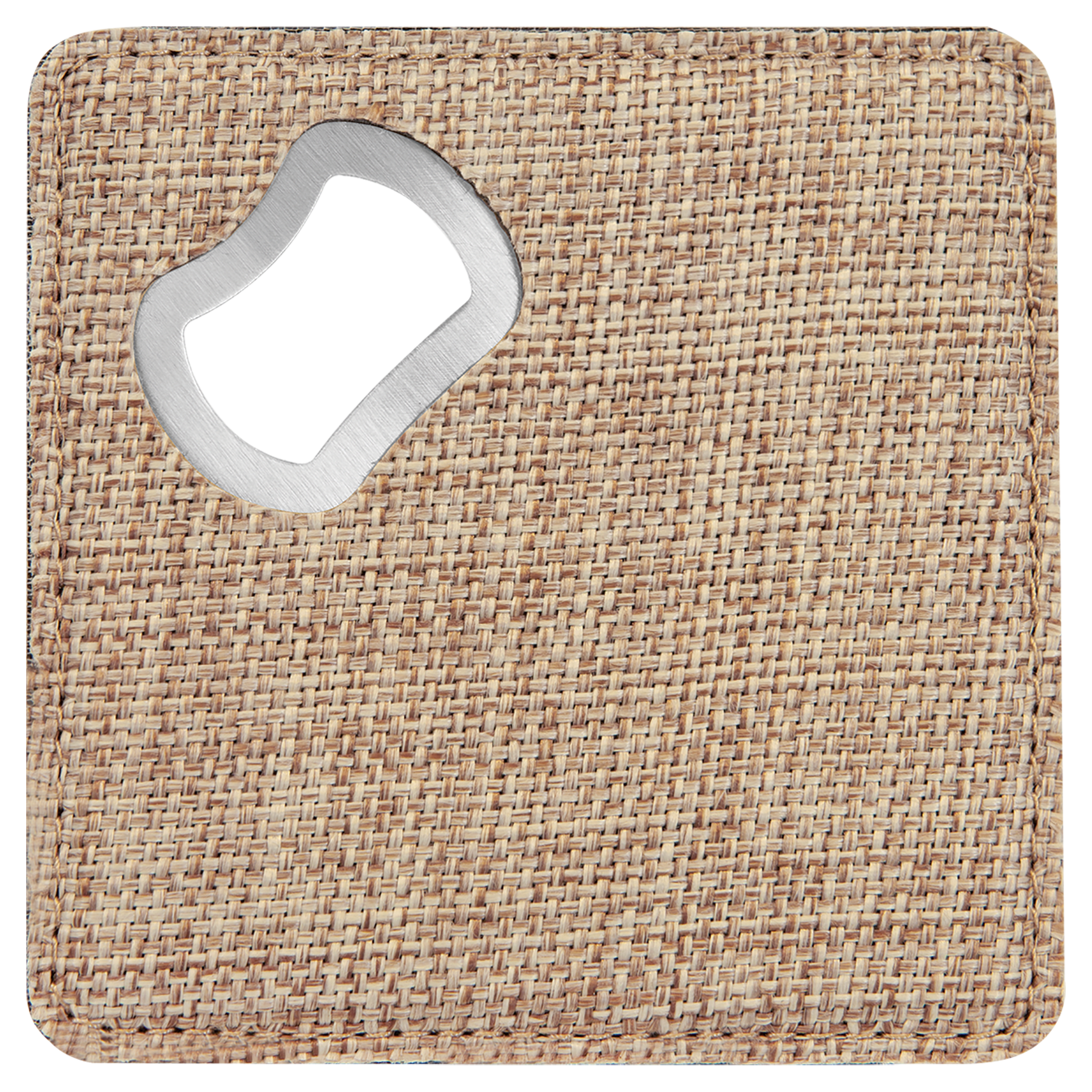 4" x 4" Square Sublimatable Burlap Bottle Opener Coaster