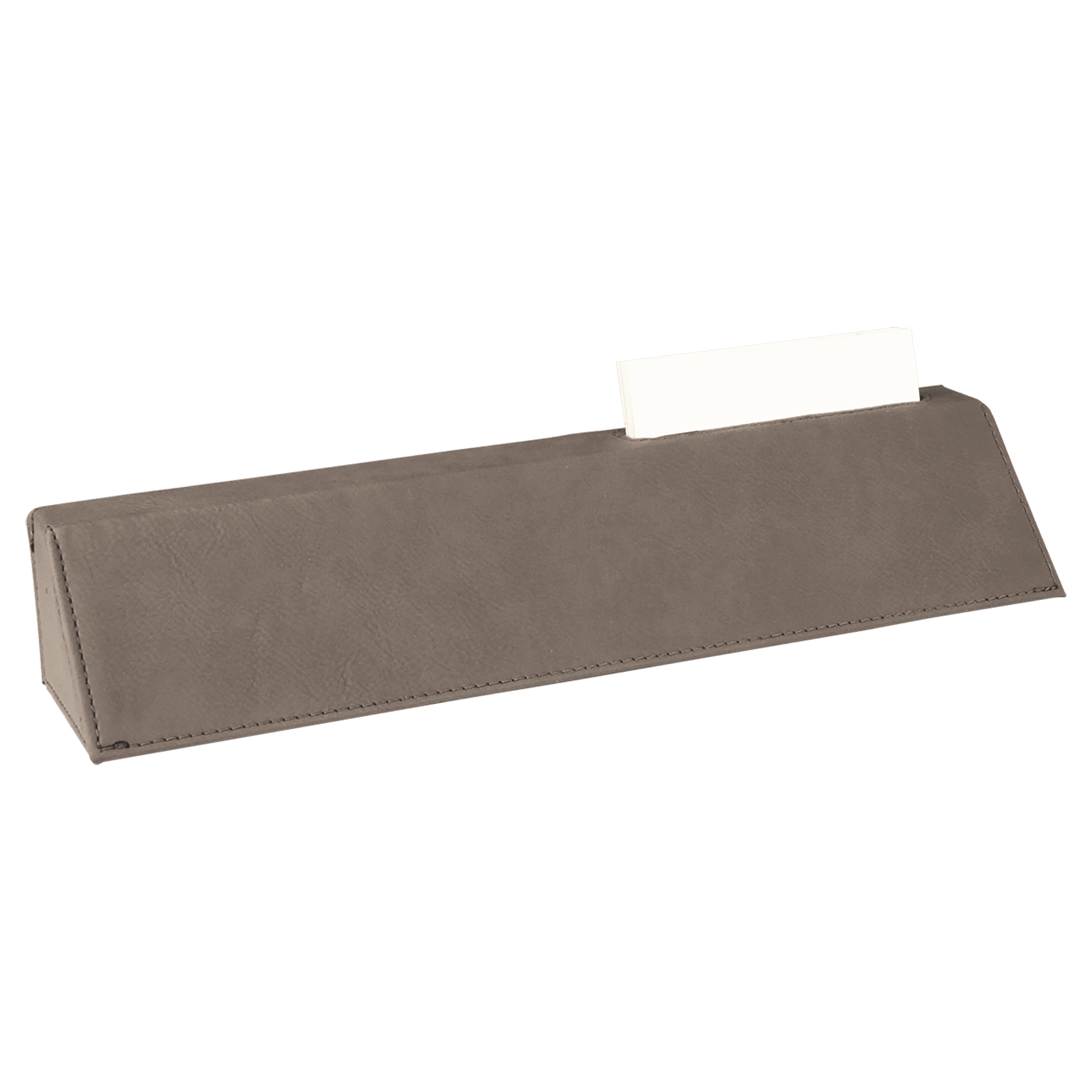 10.5" Gray Leatherette Desk Wedge with Business Card Holder