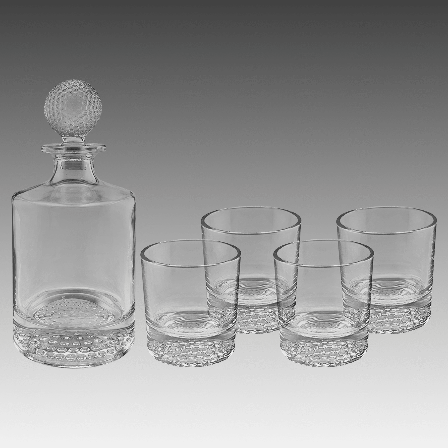 850ml Round Golf Glass Decanter Set w/4 9 oz. Rocks Glasses