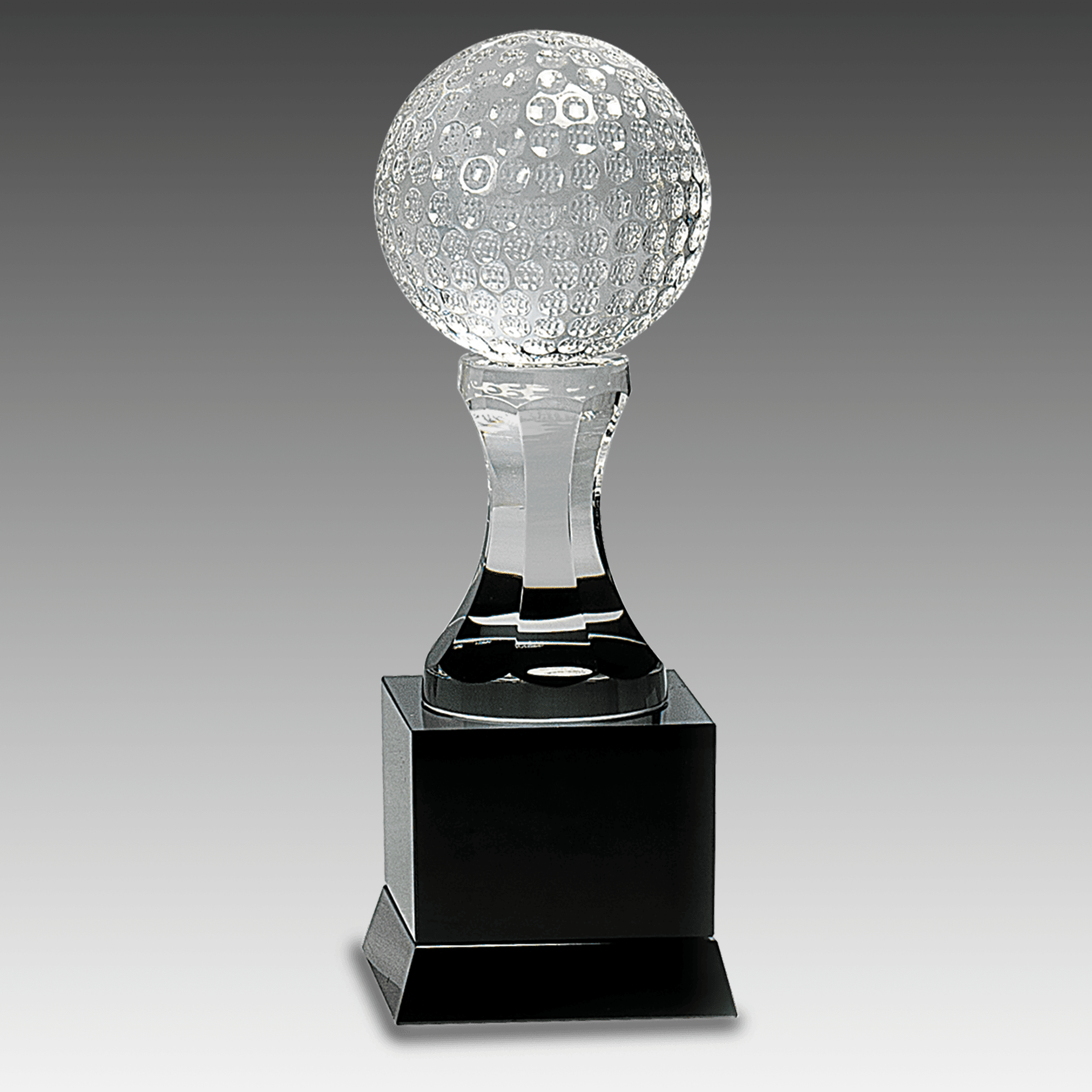 9" Crystal Golf Ball on Black Pedestal Base