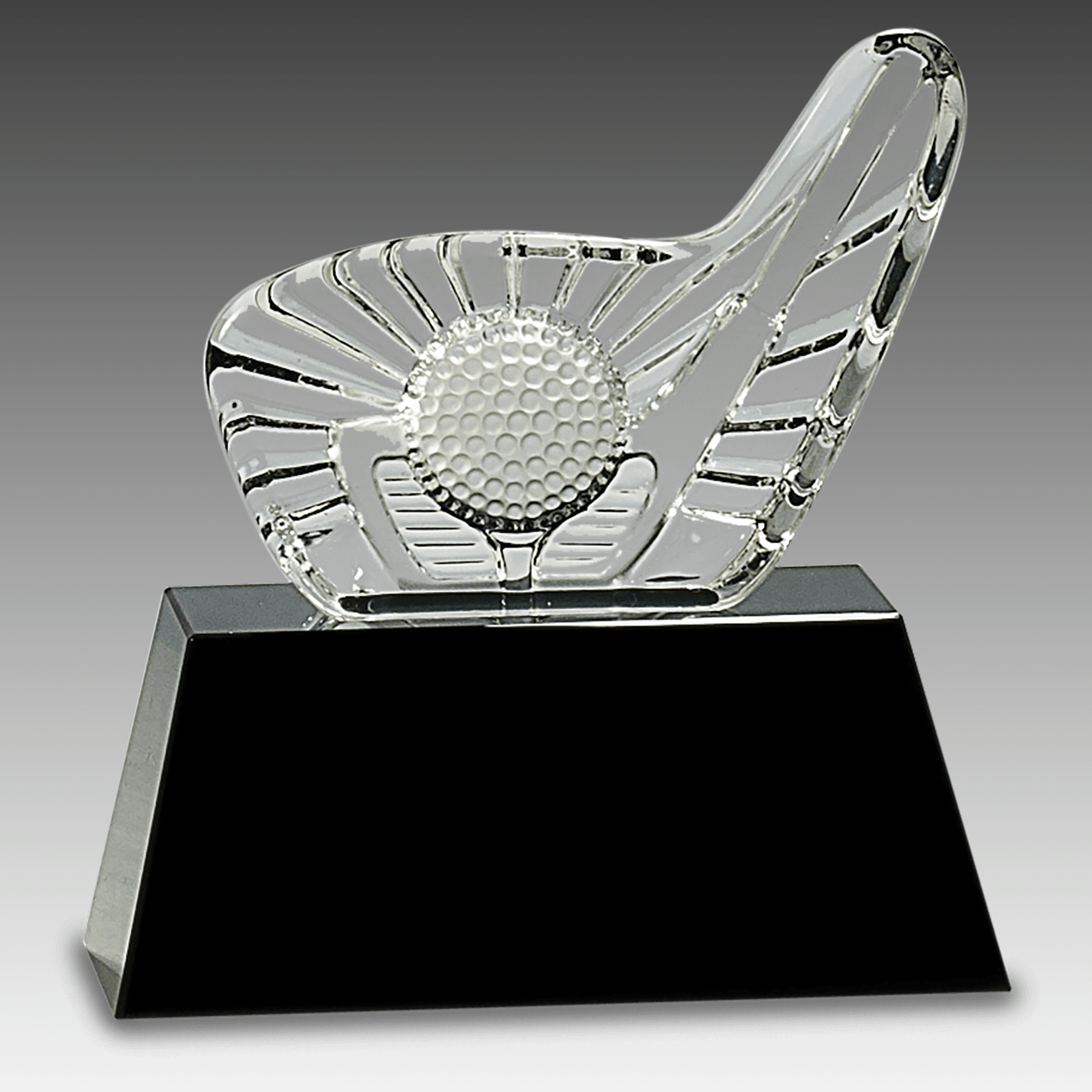 6" Crystal Golf Club & Ball on Black Base