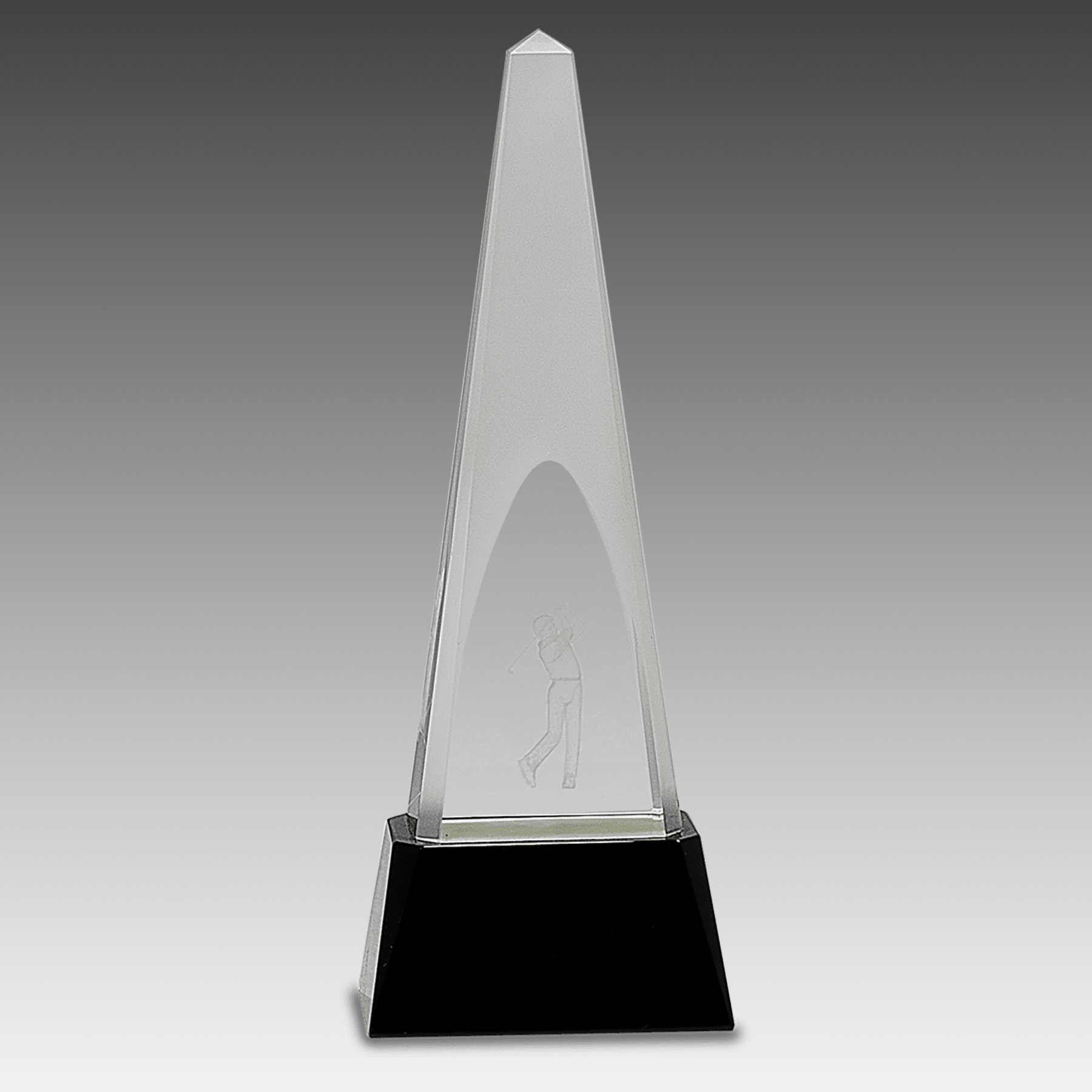 10.25" Clear Crystal 3D Golf Spire on Black Pedestal Base
