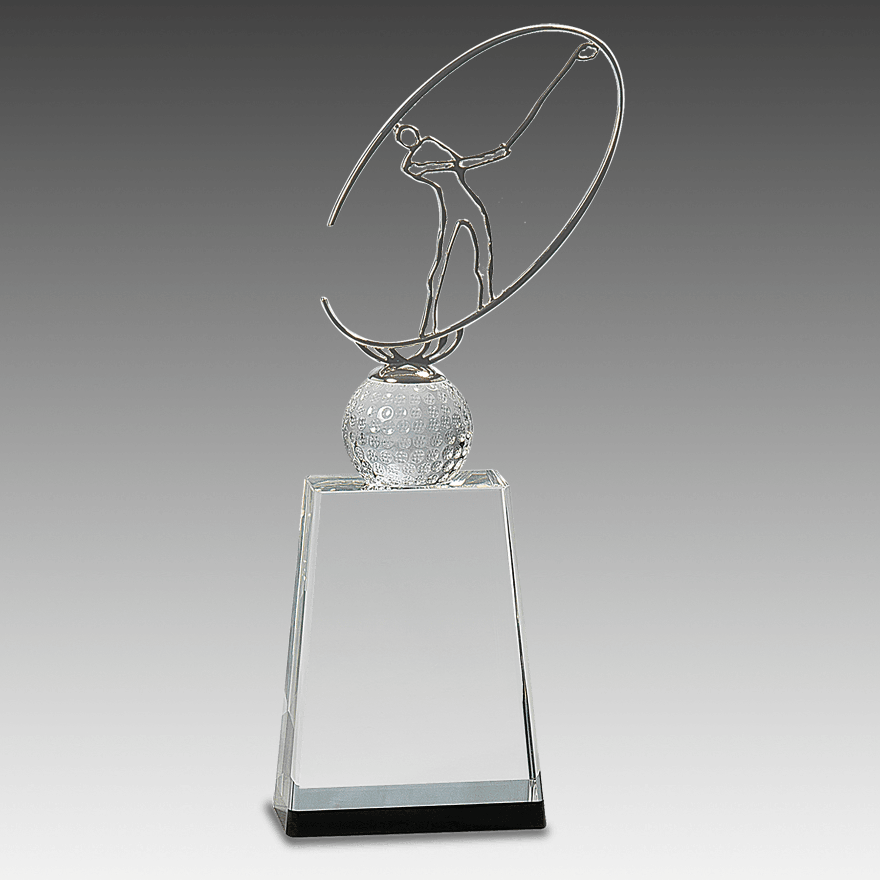12" Clear/Black Crystal Golf Award Metal Oval Figure