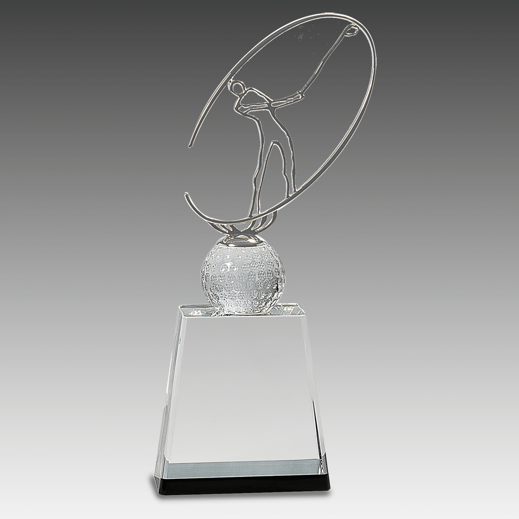 11" Clear/Black Crystal Golf Award Metal Oval Figure
