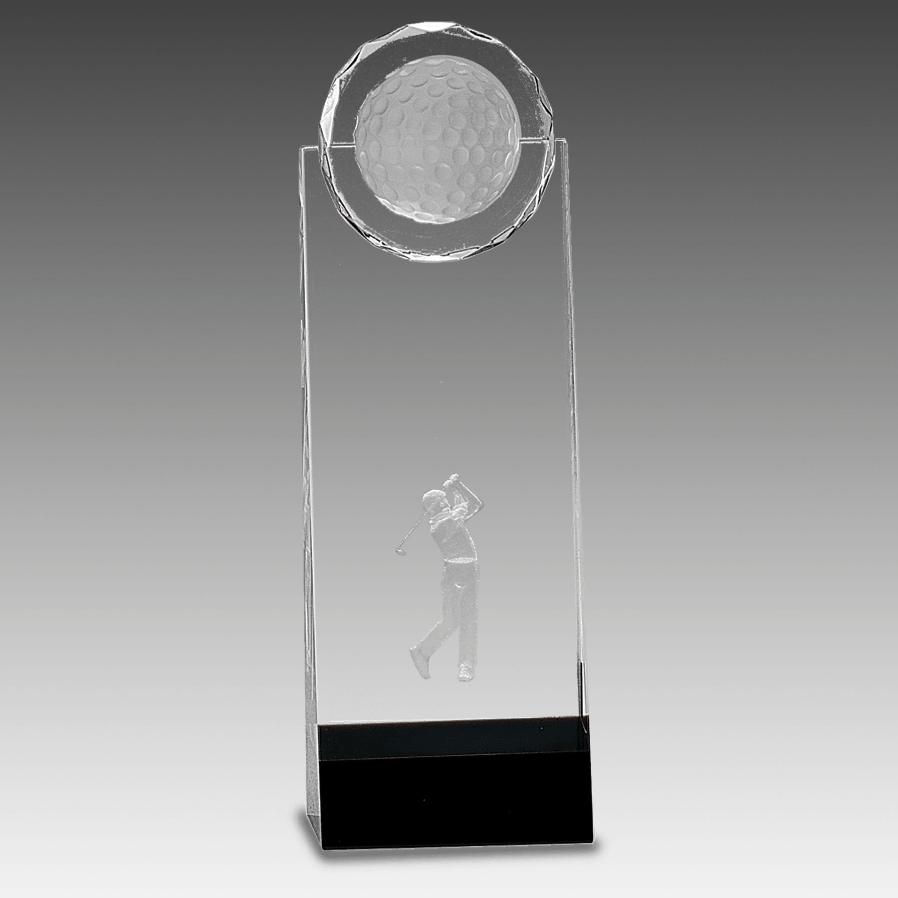 9.5" Clear/Black Crystal Standup with 3D Golfer