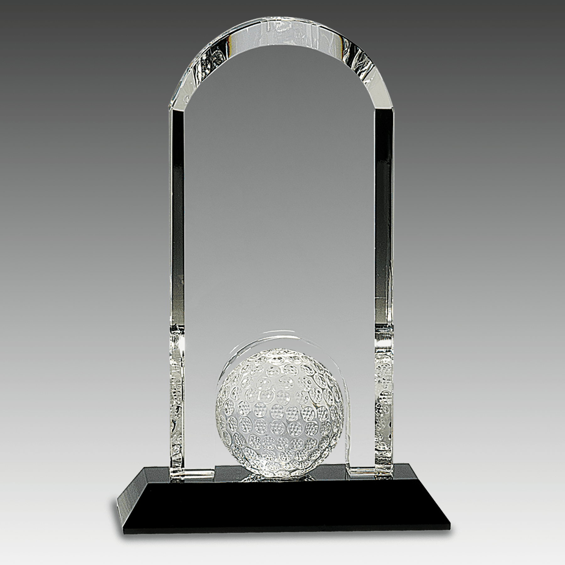 9" Clear Crystal Dome w/Inset Golf Ball on Black Base