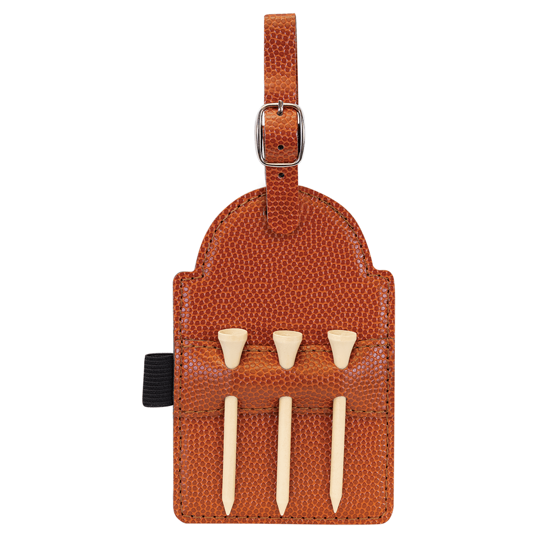 Basketball Leatherette Golf Bag Tag with 3 Wooden Tees