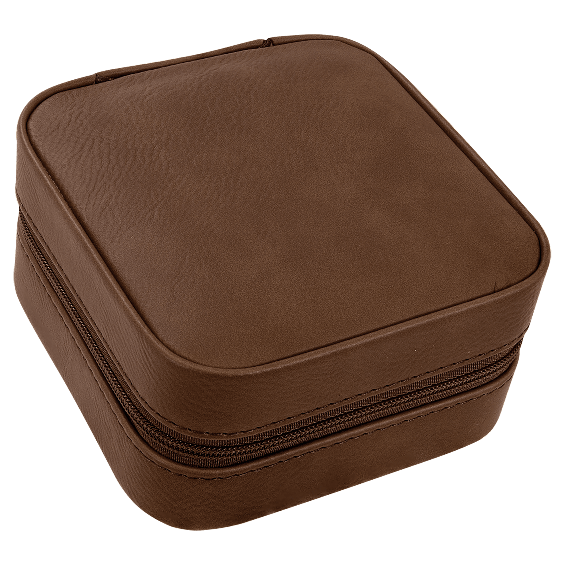 Dark Brown Leatherette Travel Jewelry Box with Black Lining