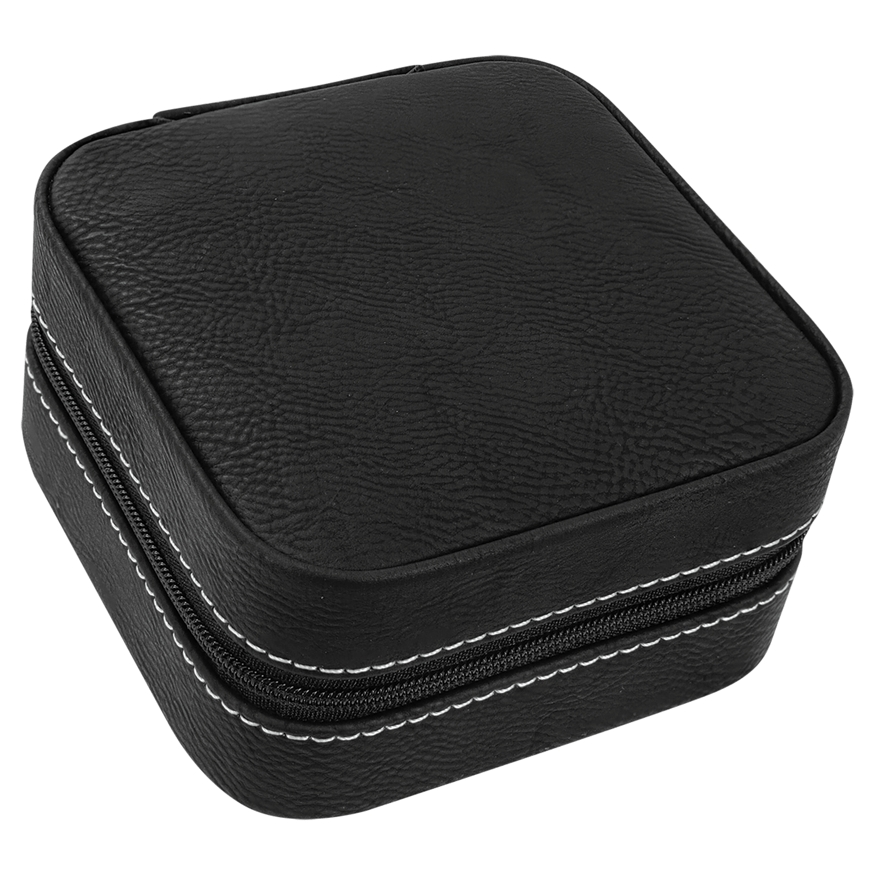 Black/Silver Leatherette Travel Jewelry Box w/Black Lining