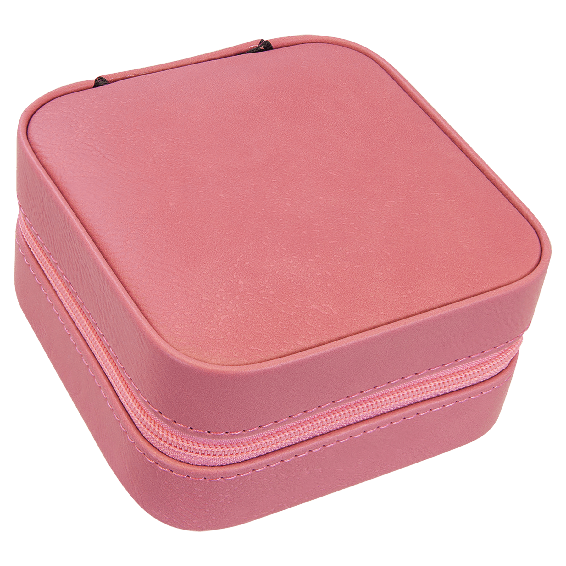 4" X 4" Pink Leatherette Travel Jewelry Box w/Black Lining