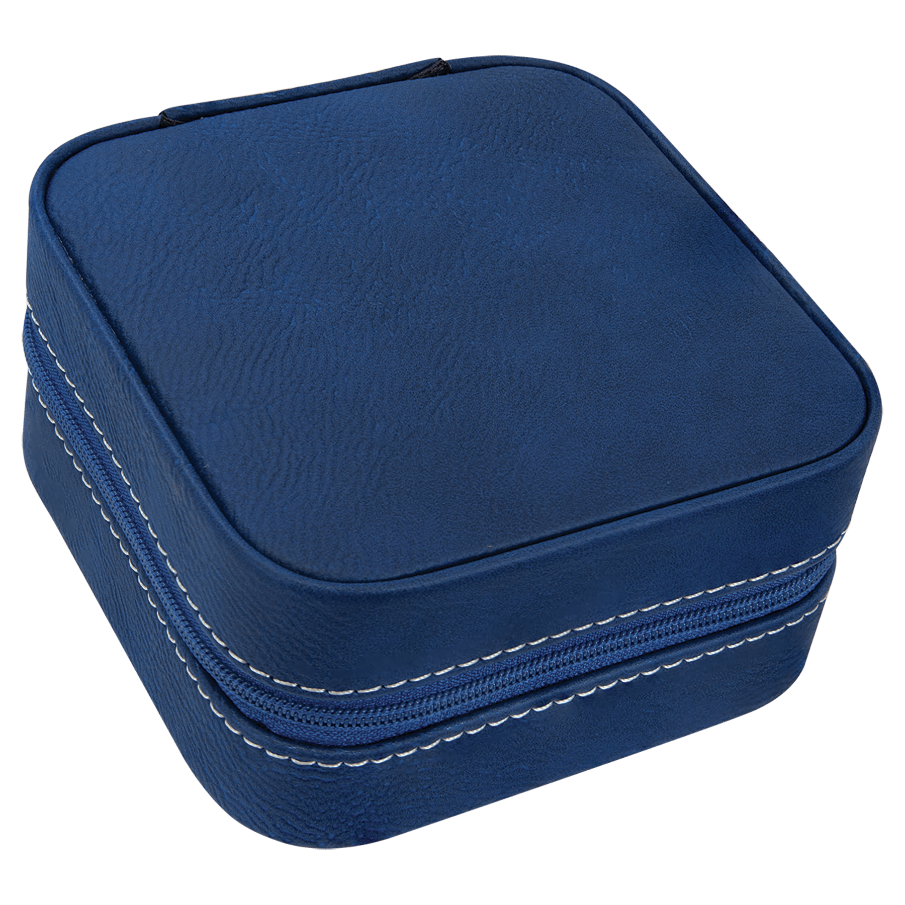 Blue/Silver Leatherette Travel Jewelry Box w/Black Lining