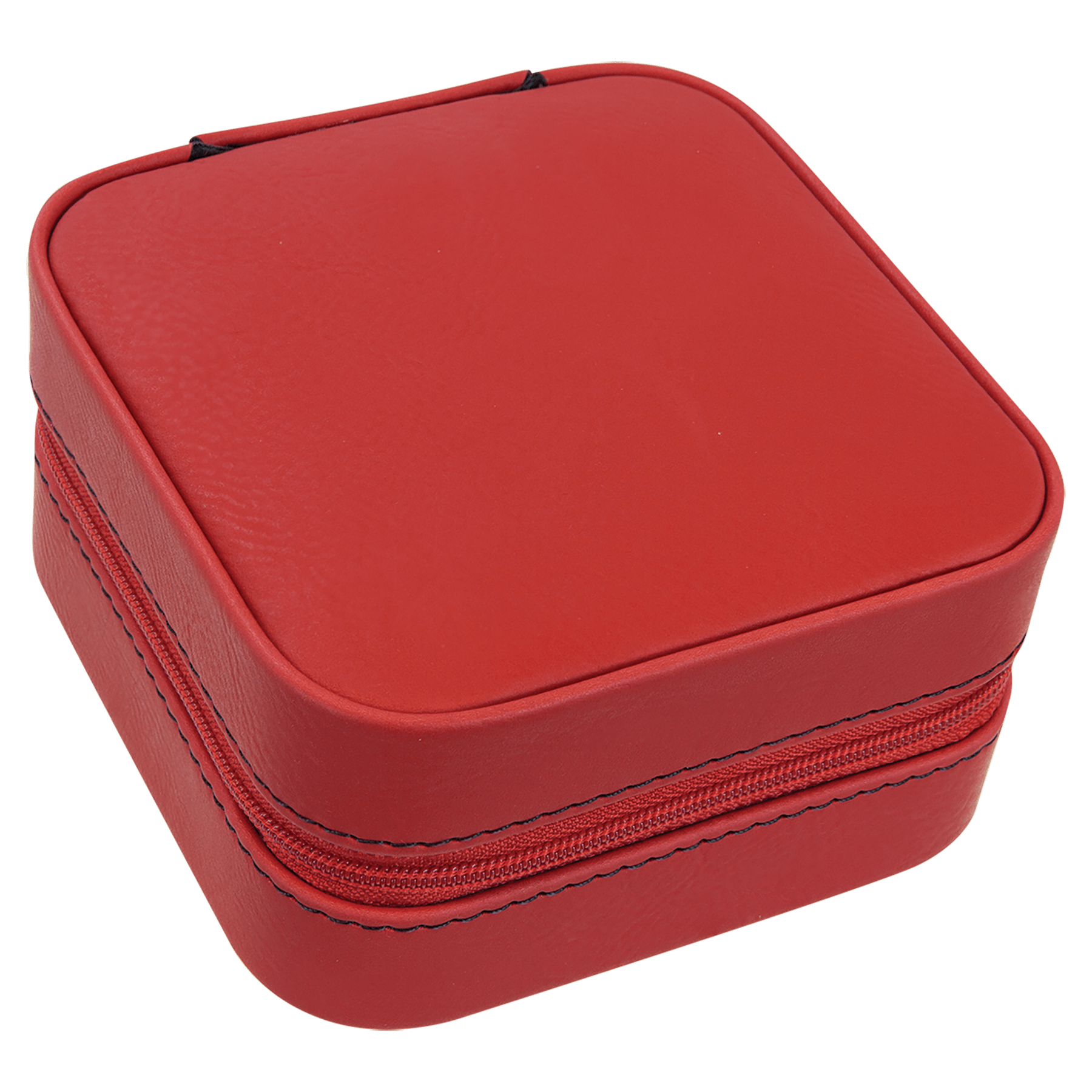 4" X 4" Red Leatherette Travel Jewelry Box with Black Lining