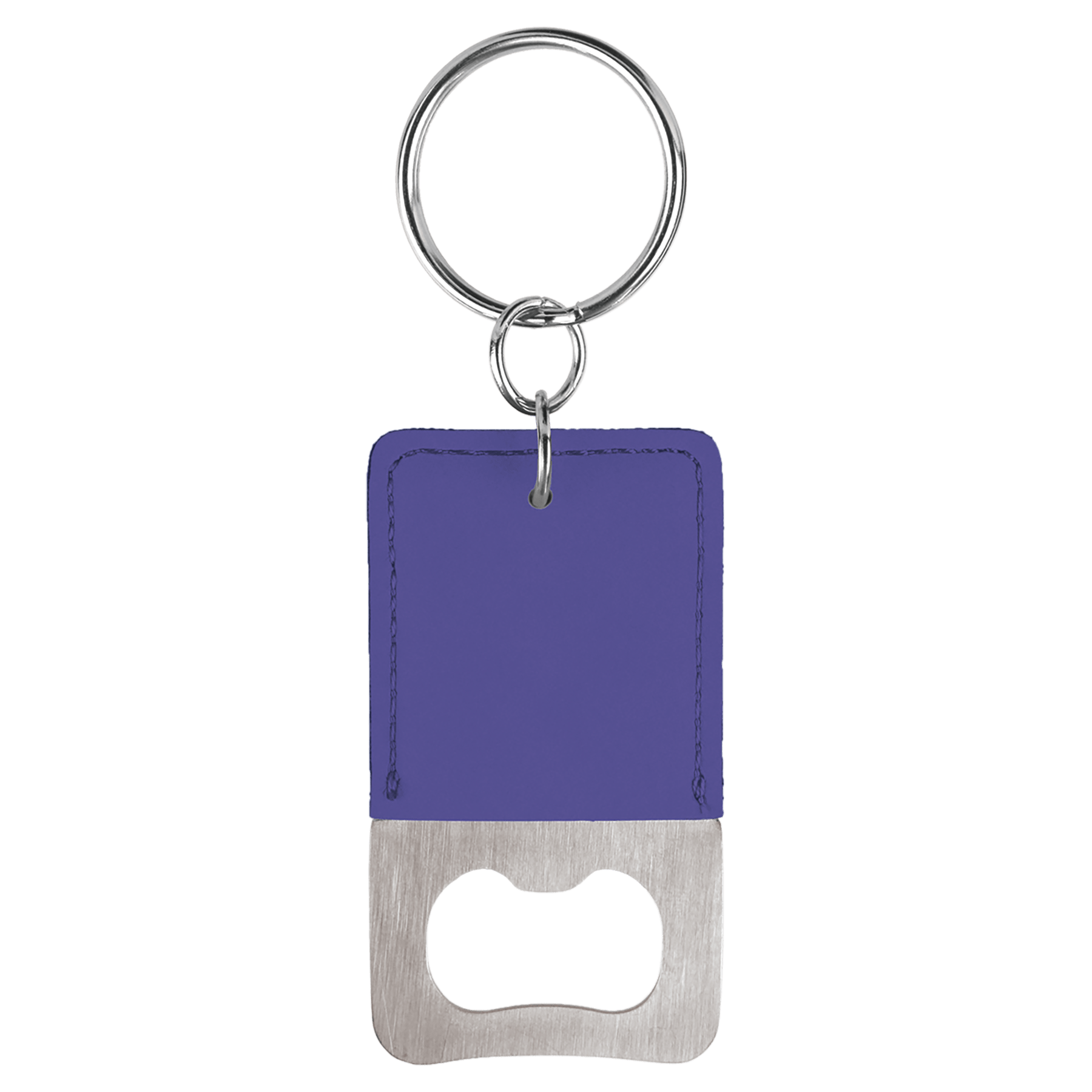Rectangle Leatherette Bottle Opener Keychain - KCL11