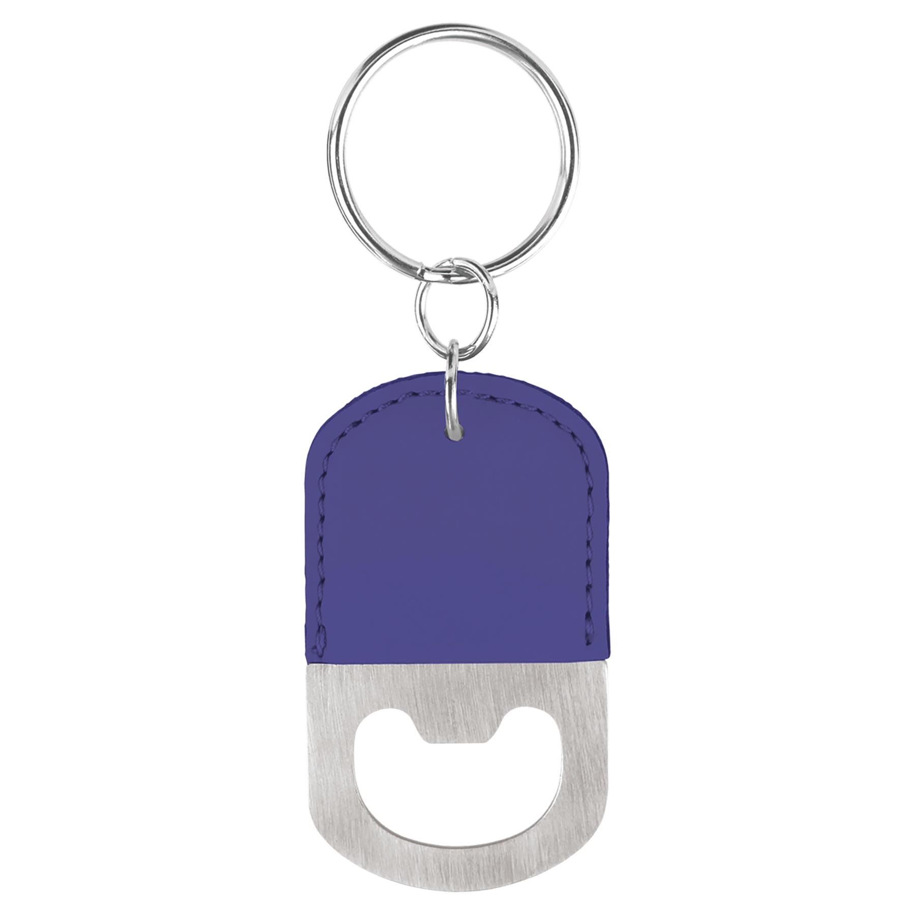 Oval Leatherette Bottle Opener Keychain - KCL04