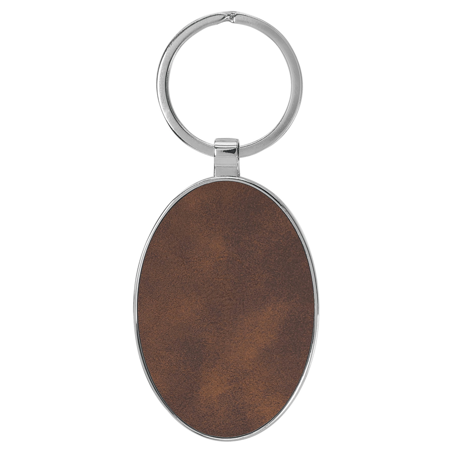 3" x 1.75" Leatherette/Metal Rustic/Silver Oval Keychain