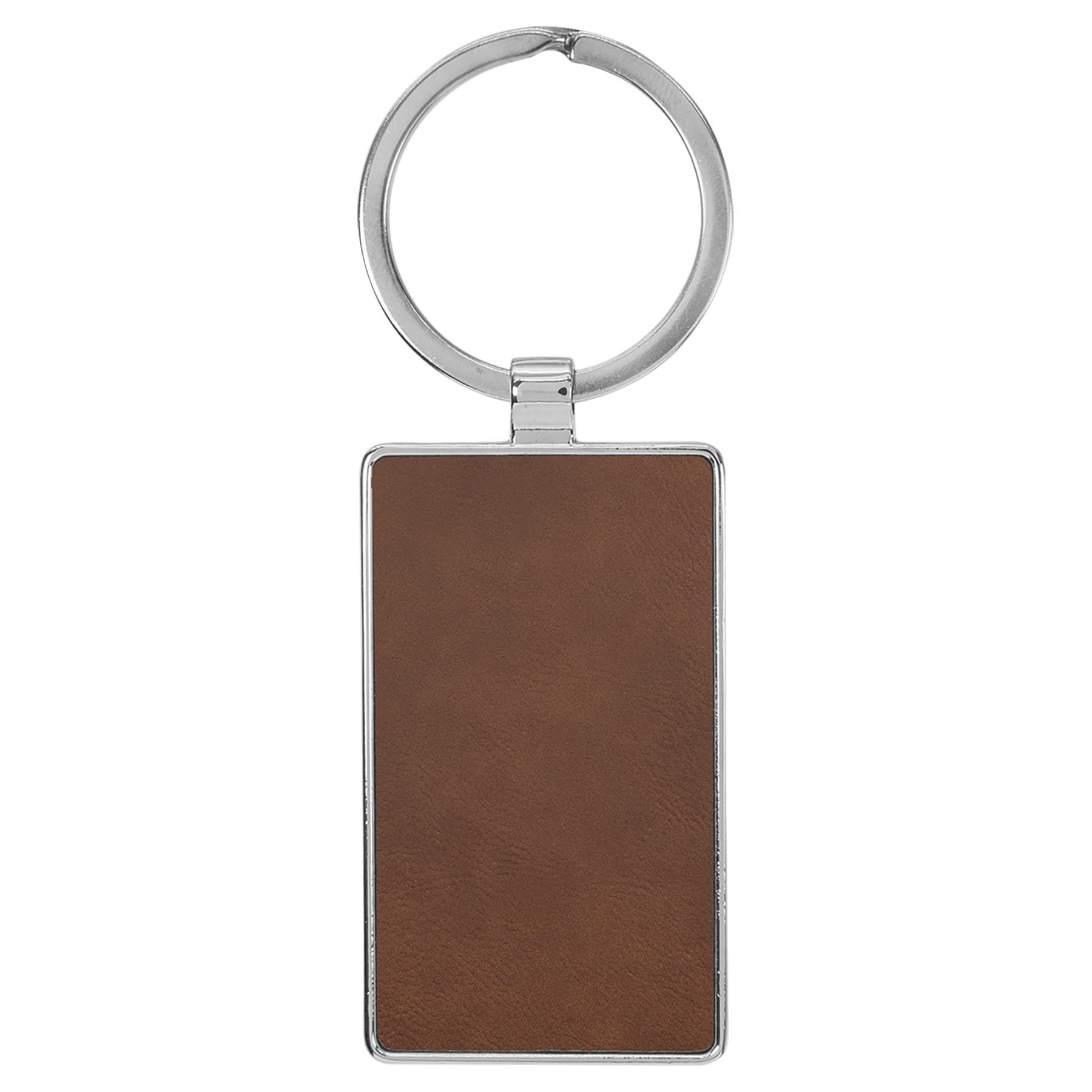 Leatherette/Metal Dark Brown Rectangle Keychain