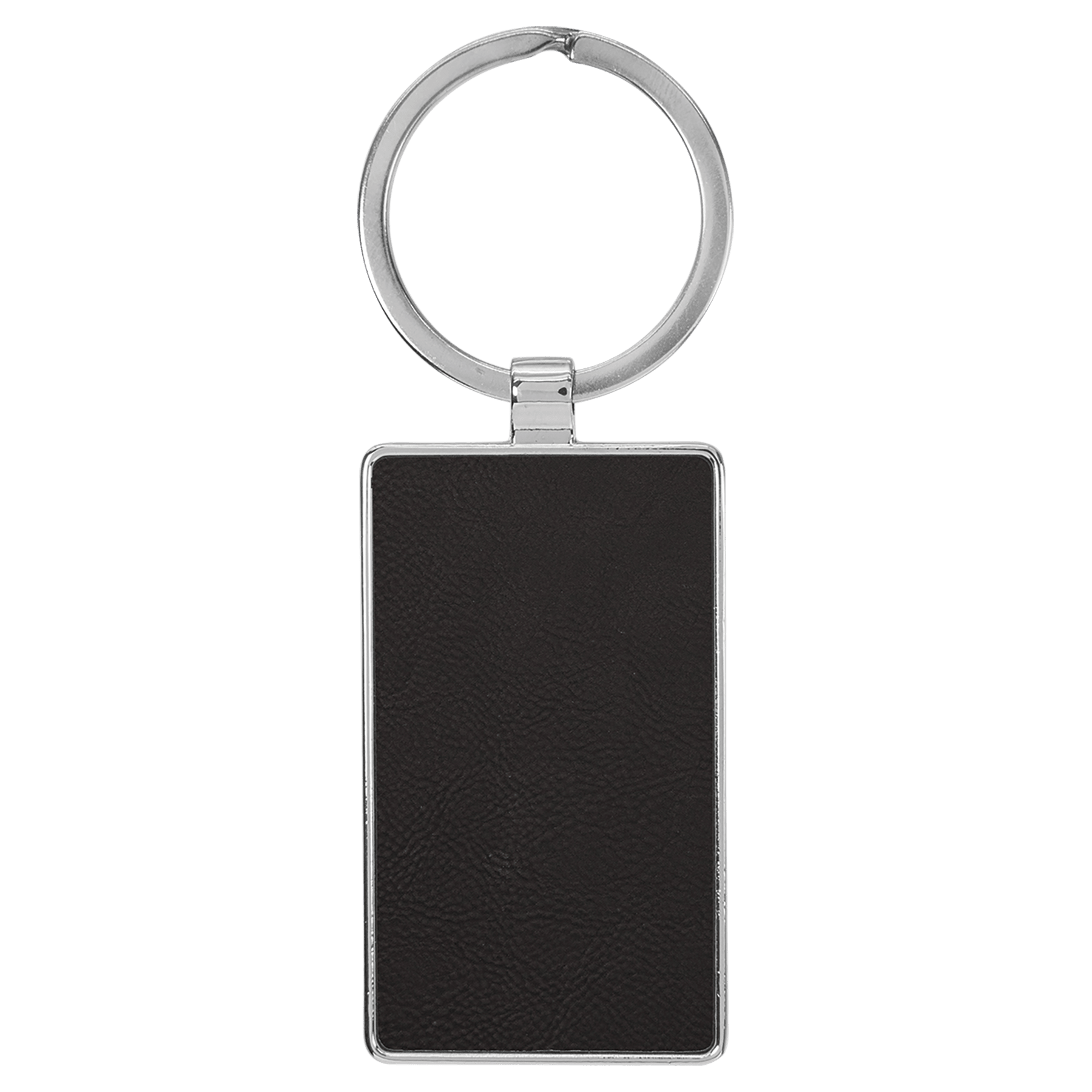 Leatherette/Metal Black/Gold Rectangle Keychain