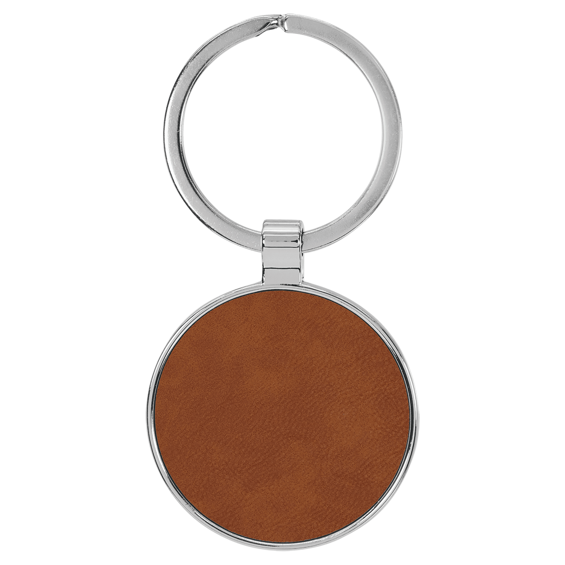 1.5" Leatherette/Metal Rawhide Round Keychain