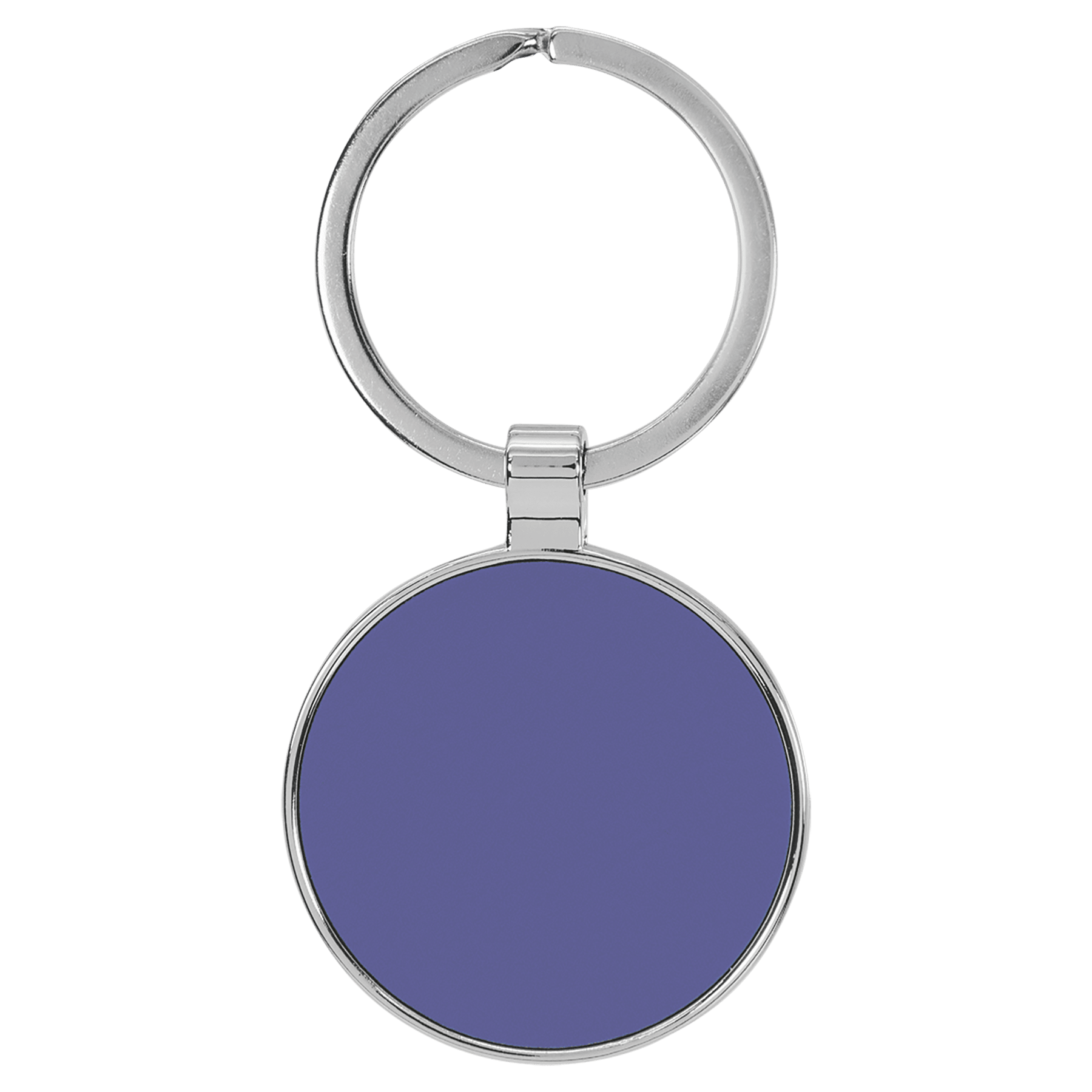 1.5" Leatherette/Metal Purple Round Keychain