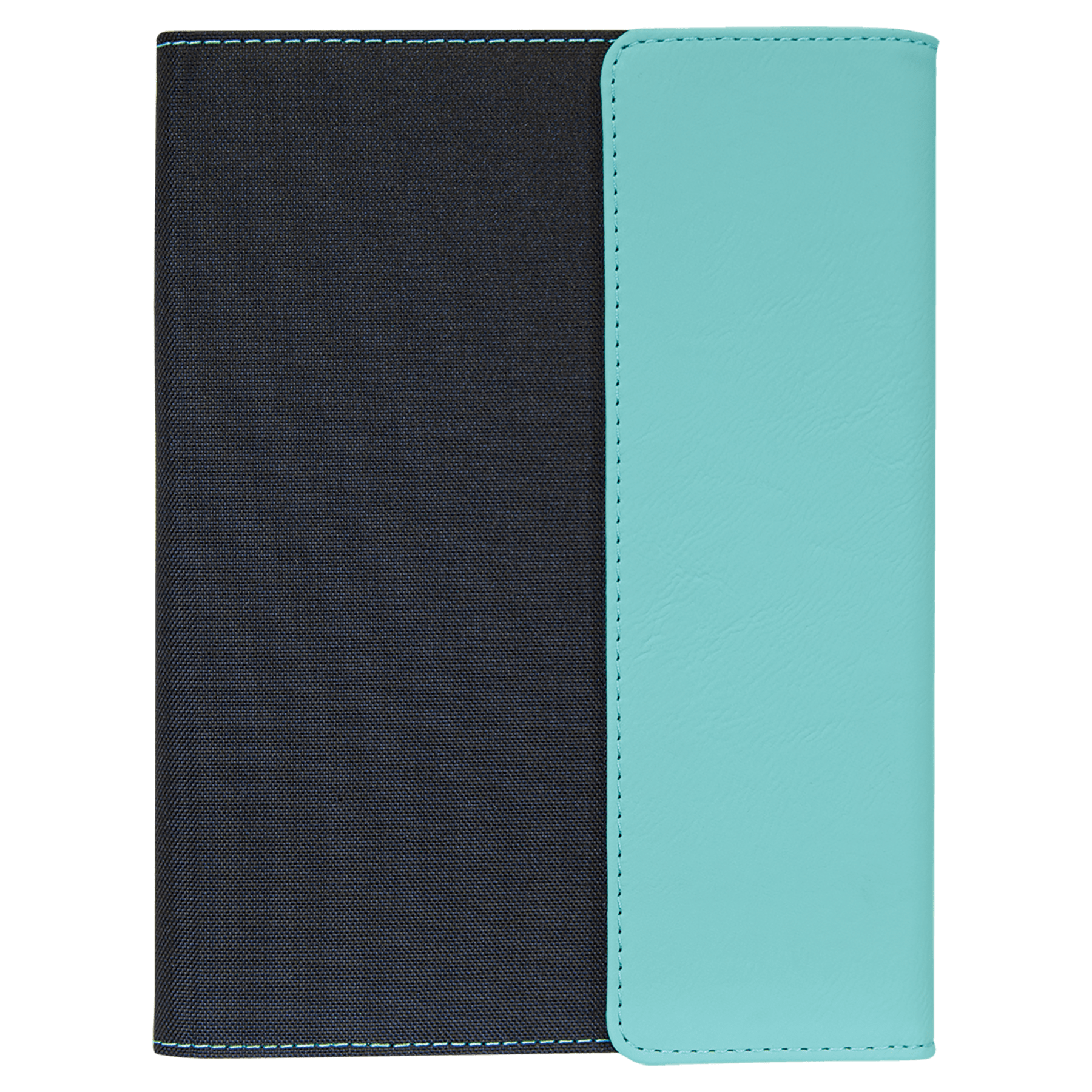 7" x 9" Teal Leatherette / Black Canvas Portfolio w/Notepad