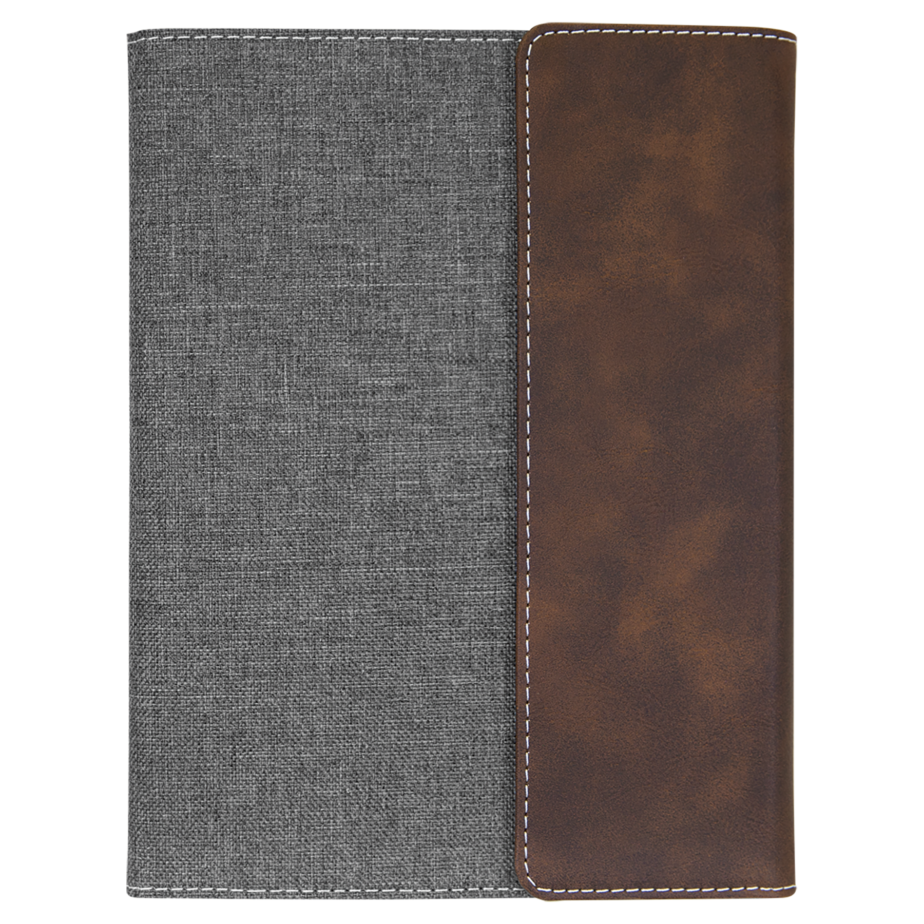 7" x 9" Rustic/Silver Leatherette / Gray Canvas Portfolio
