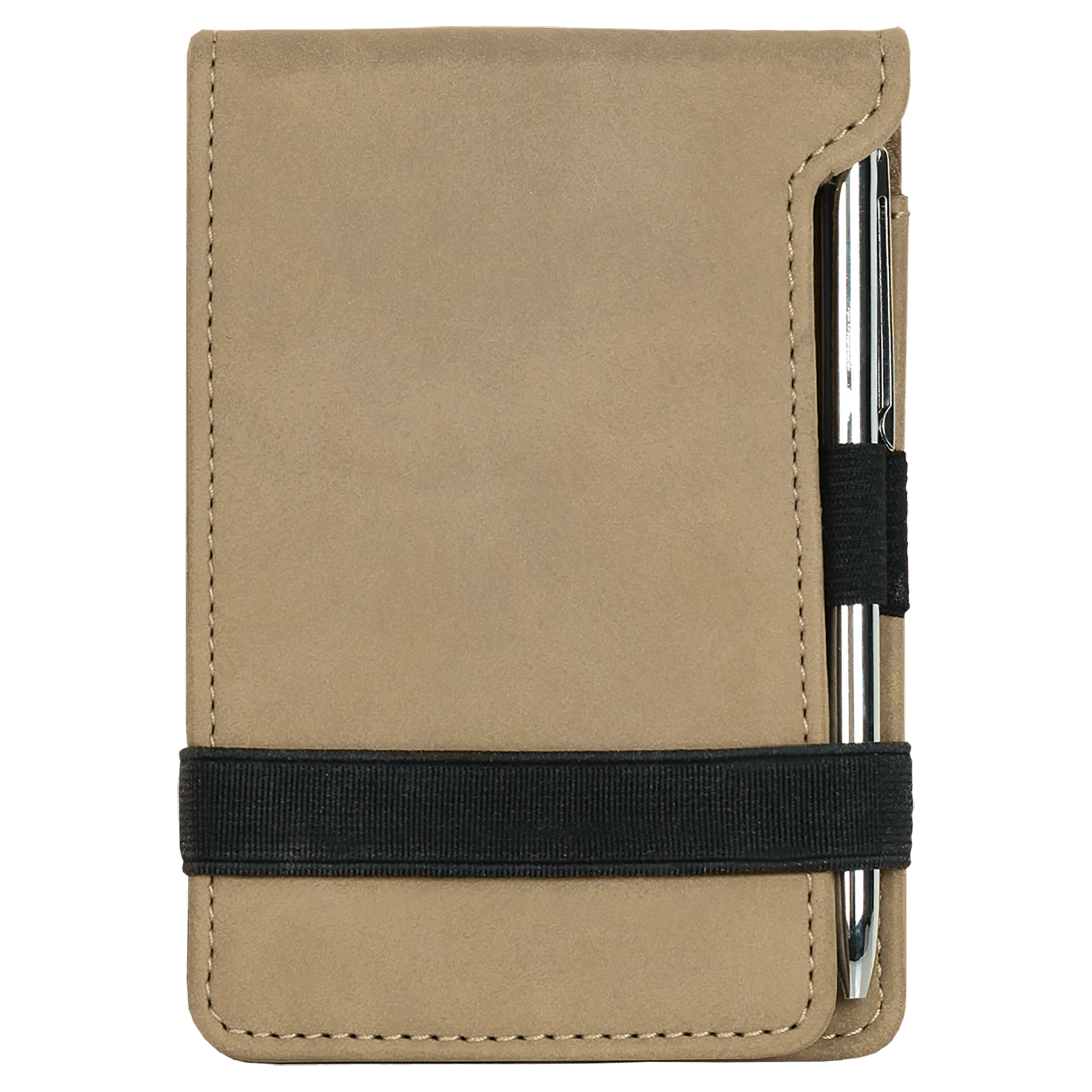 3.25" x 4.75" Light Brown Leatherette Mini Notepad with Pen