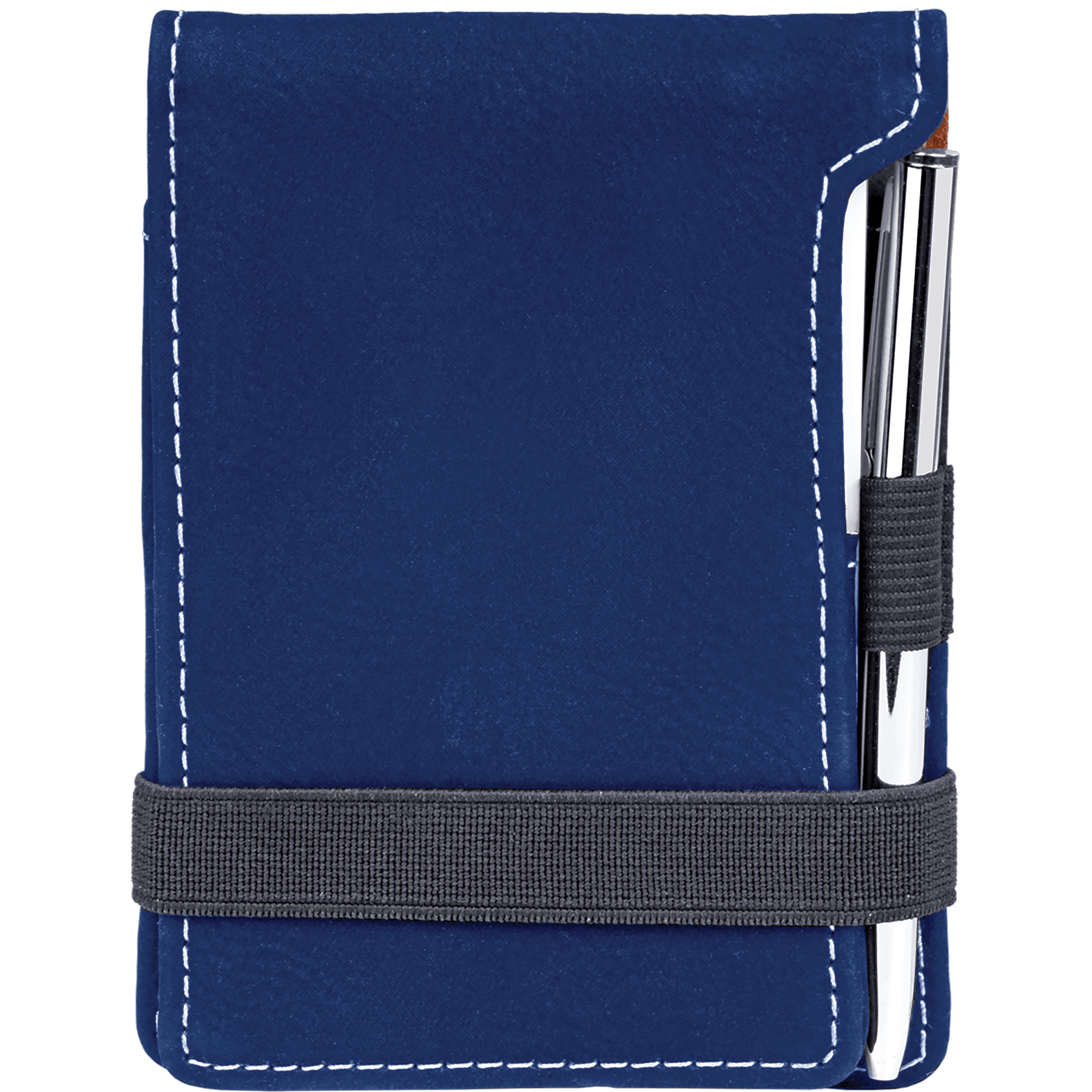 3.25" x 4.75" Blue/Silver Leatherette Mini Notepad with Pen