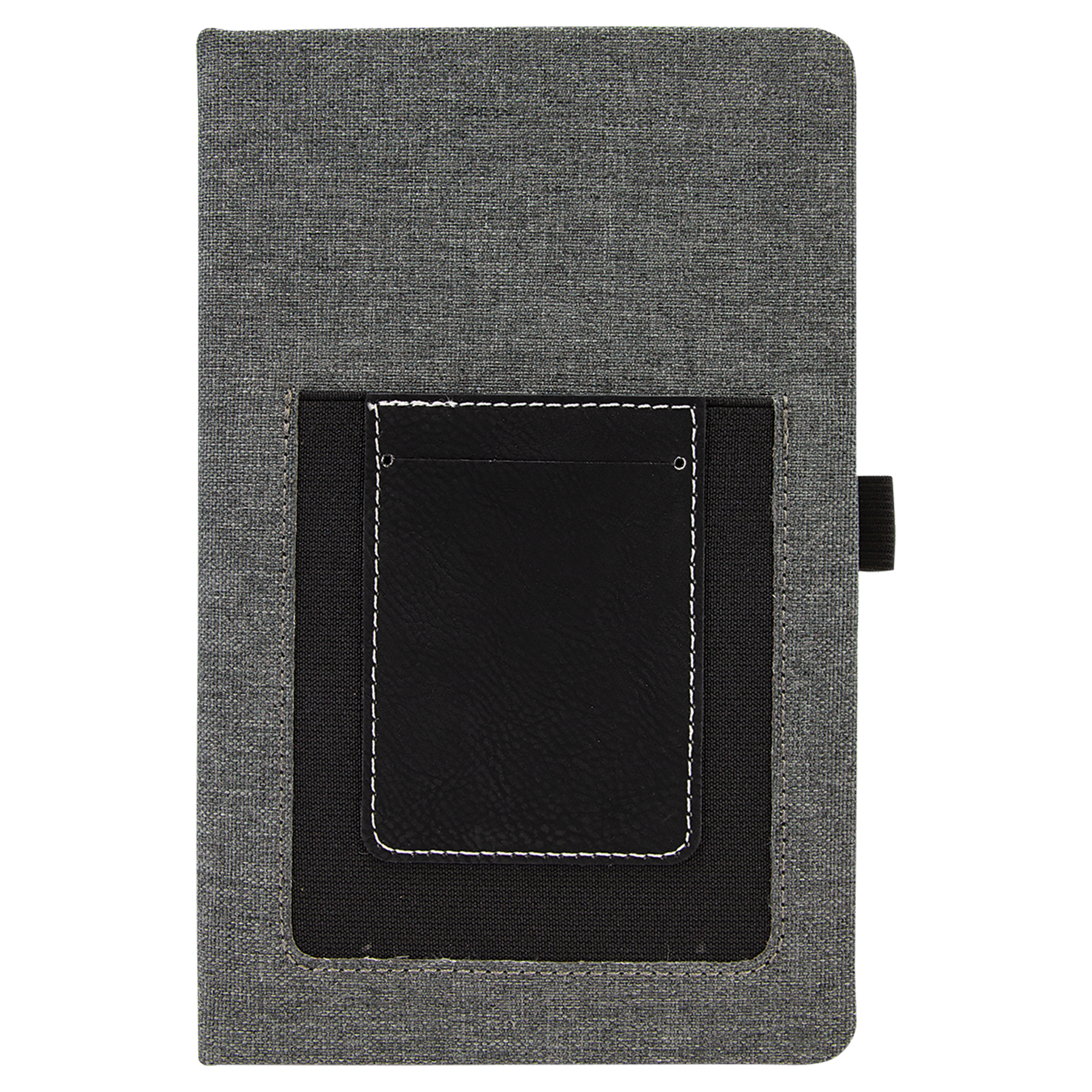 5.25" x 8.25" Gray w/Black Leatherette Journal w/Cell Slot
