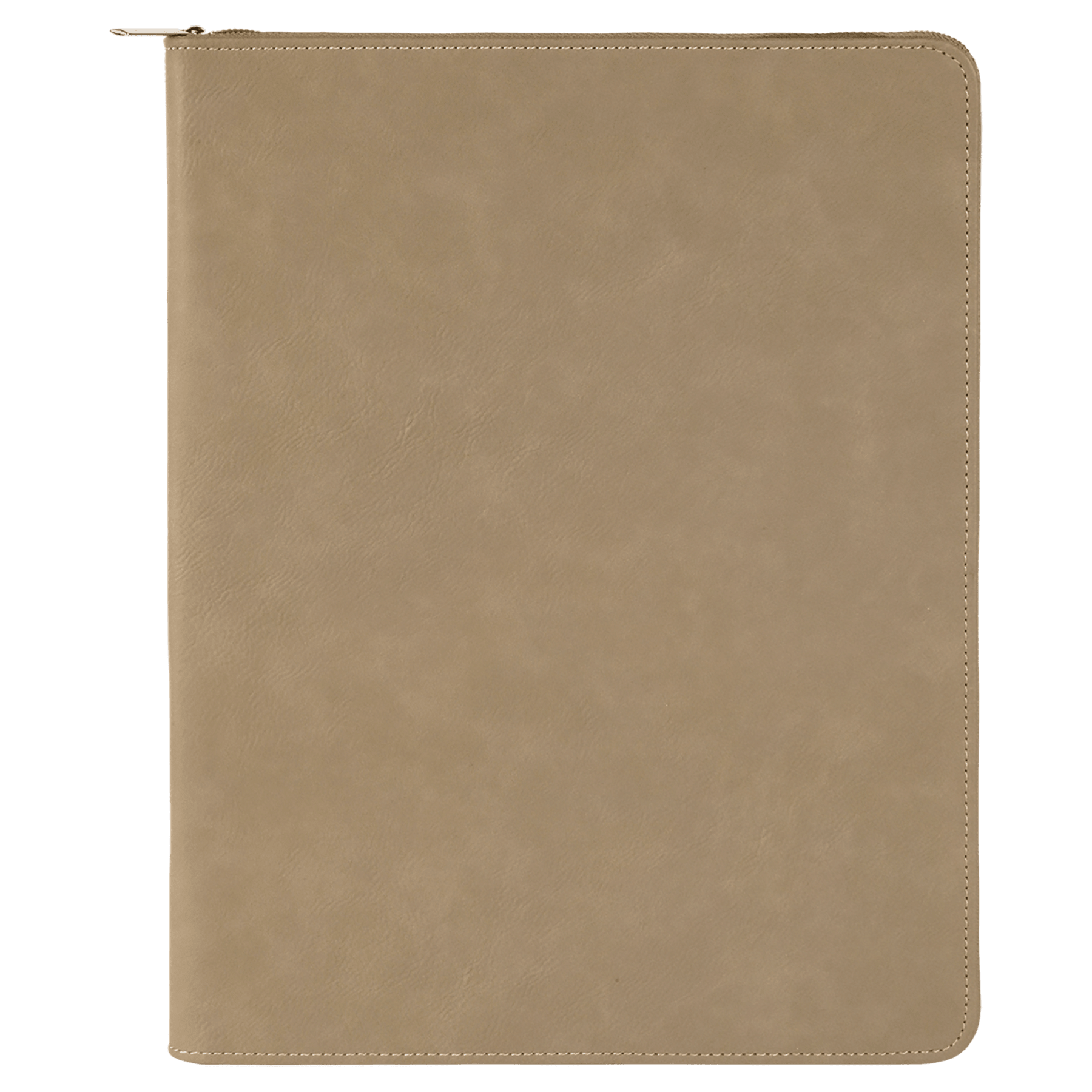 Light Brown w/ Zipper Leatherette Portfolio with Notepad
