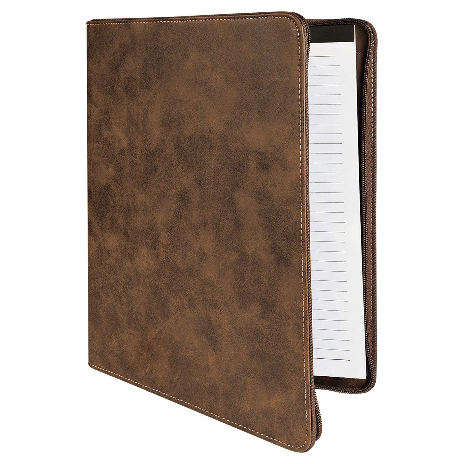 Rustic/Gold w/ Zipper Leatherette Portfolio with Notepad
