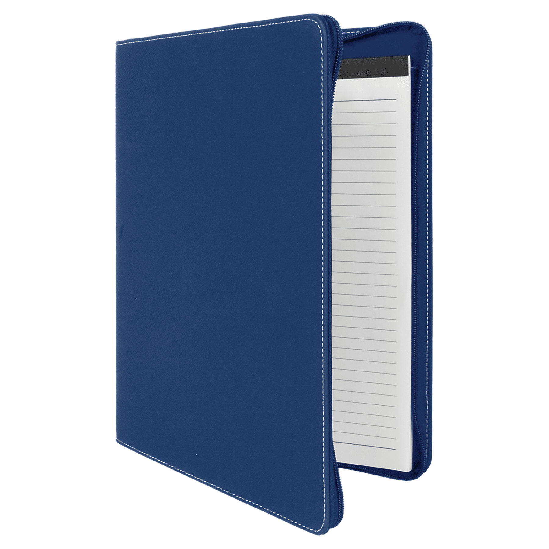 Blue/Silver w/Zipper Leatherette Portfolio with Notepad