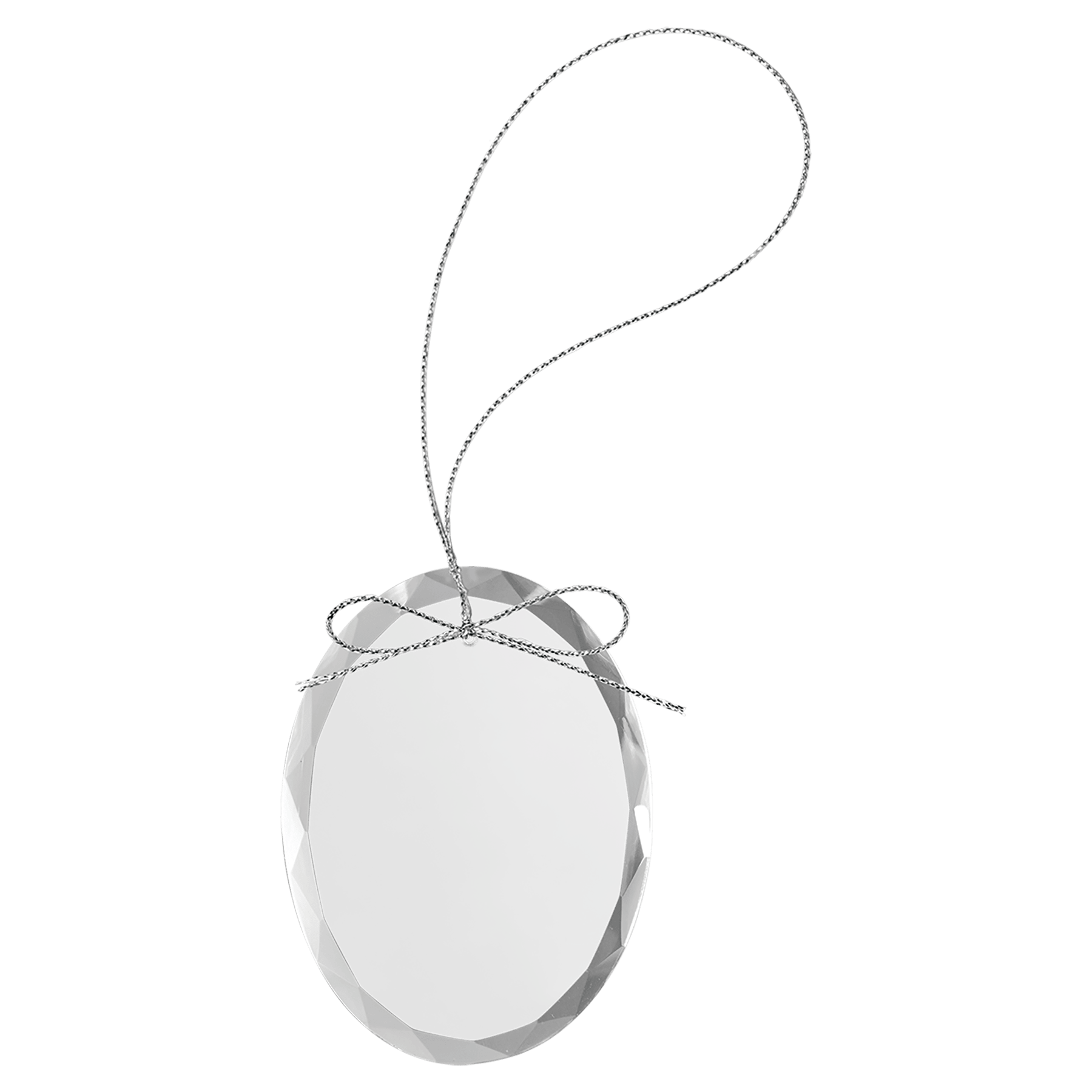 3.25" Clear Oval Glass Ornament with Silver String