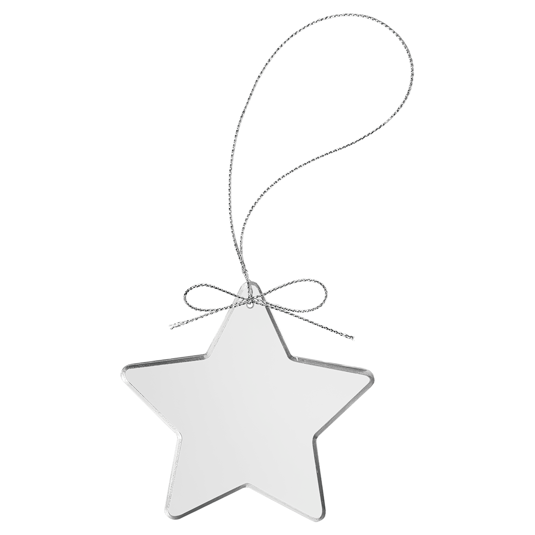 3.25" Clear Star Glass Ornament with Silver String